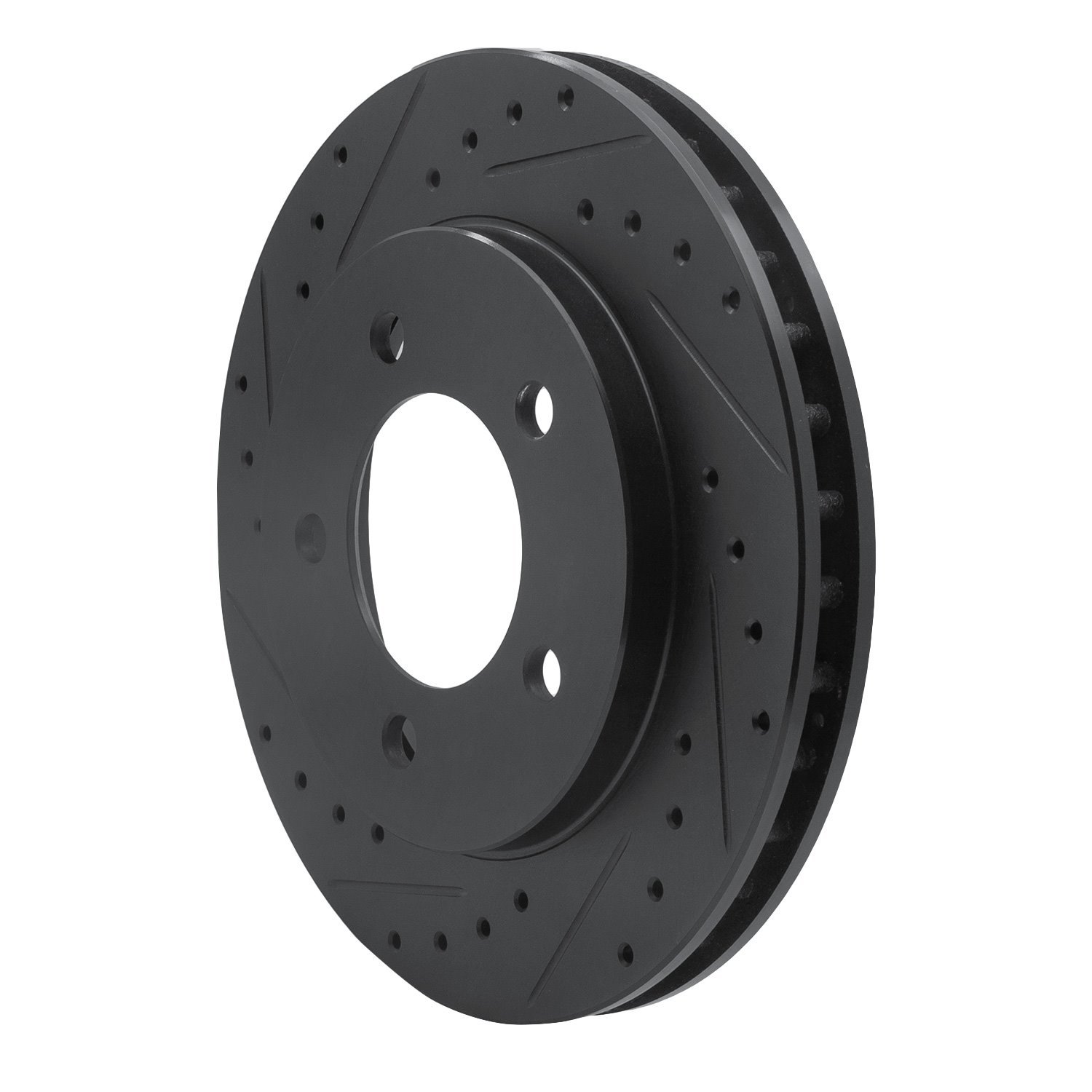 E-Line Drilled & Slotted Black Brake Rotor, 1997-2002 Ford/Lincoln/Mercury/Mazda, Position: Front Left