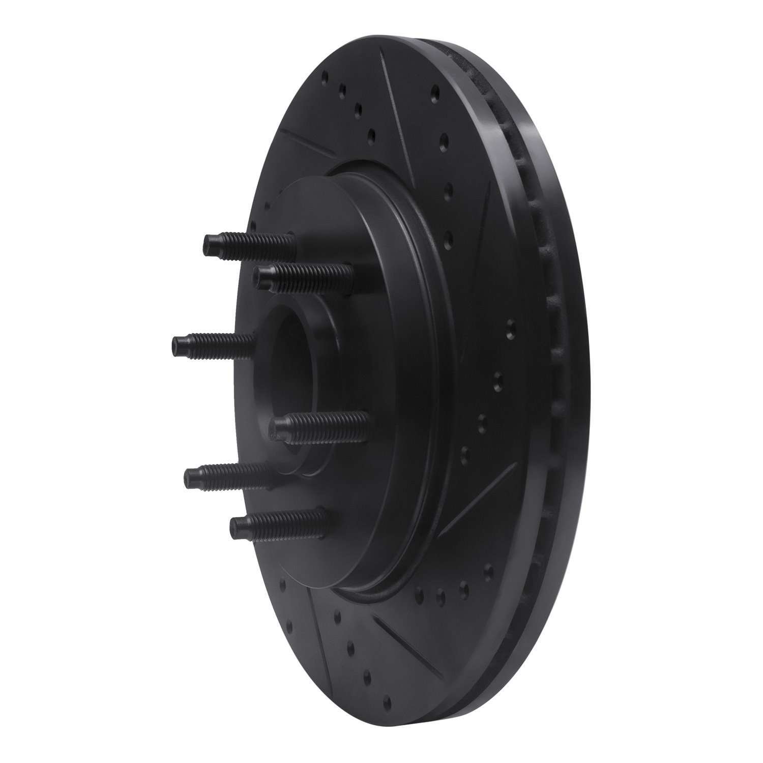 E-Line Drilled & Slotted Black Brake Rotor, 2004-2008 Ford/Lincoln/Mercury/Mazda, Position: Front Right