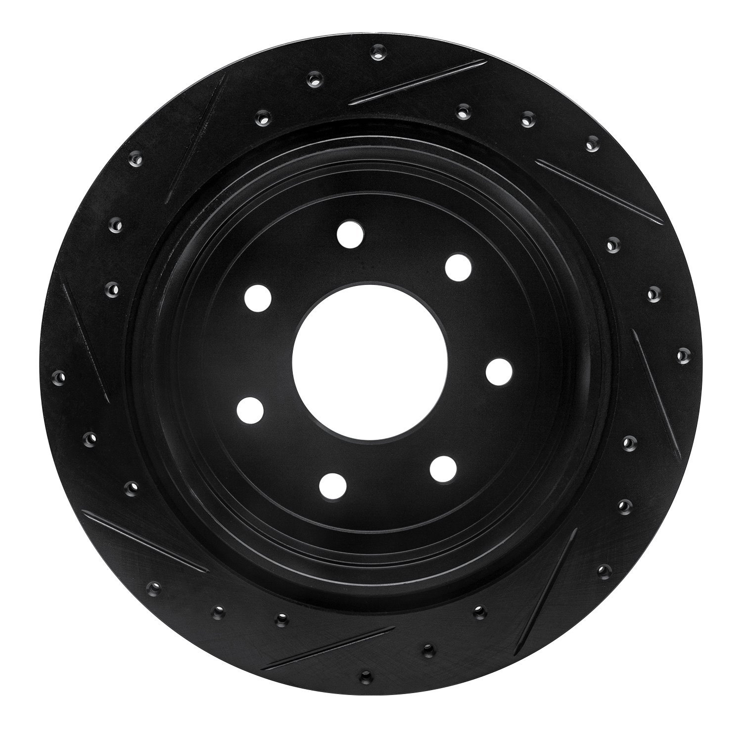 E-Line Drilled & Slotted Black Brake Rotor, 2004-2011 Ford/Lincoln/Mercury/Mazda, Position: Rear Right