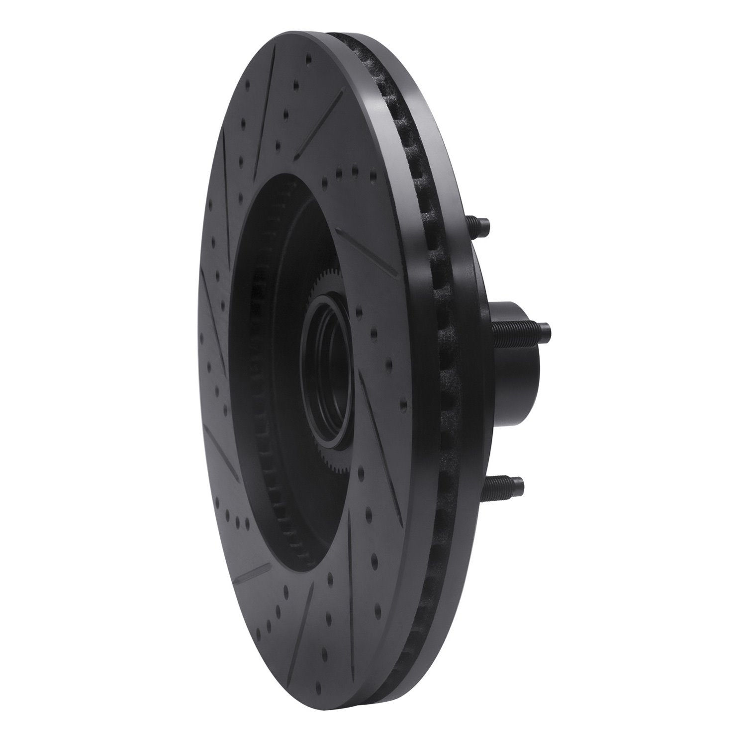 E-Line Drilled & Slotted Black Brake Rotor, 2004-2006 Ford/Lincoln/Mercury/Mazda, Position: Front Right