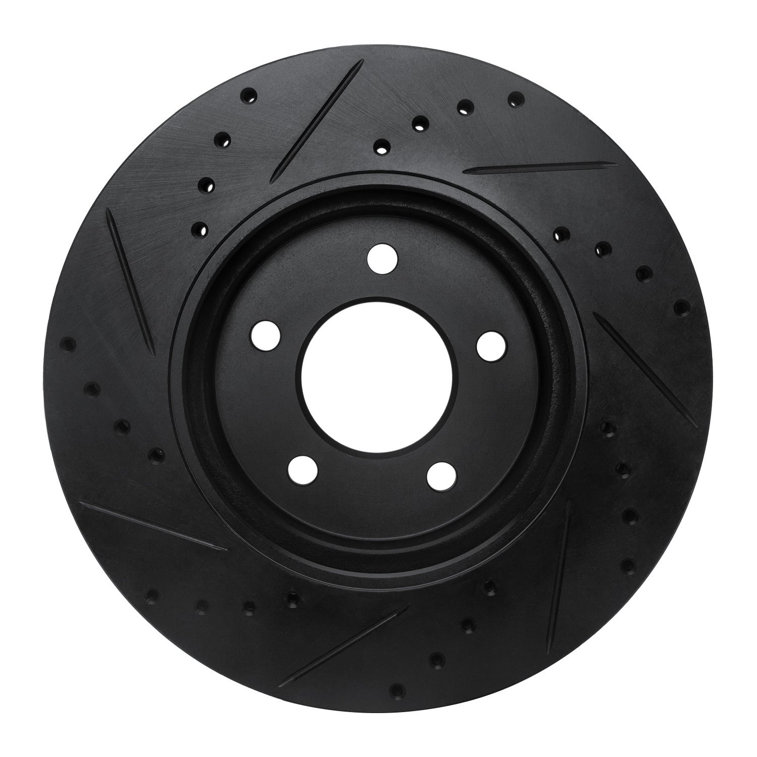 E-Line Drilled & Slotted Black Brake Rotor, 2005-2012 Ford/Lincoln/Mercury/Mazda, Position: Front Right