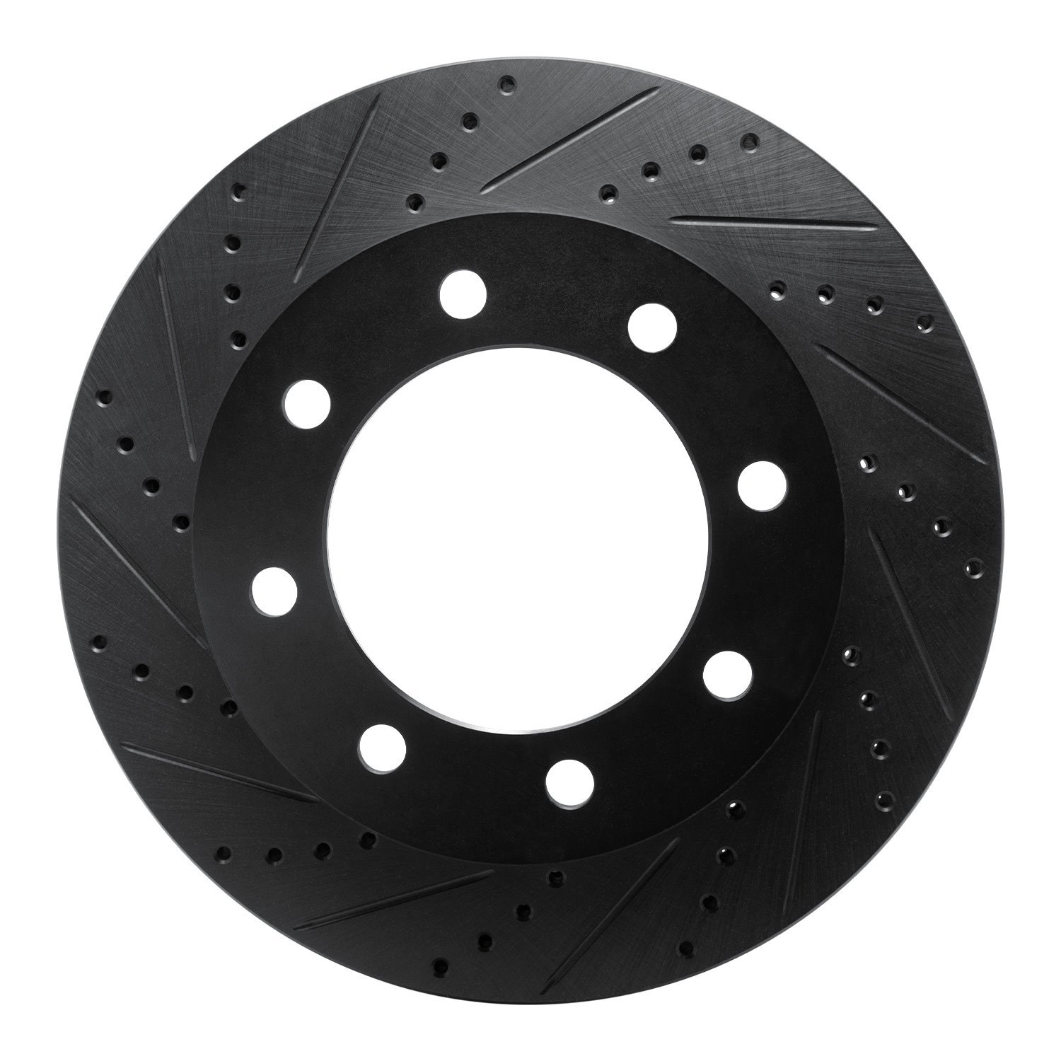 E-Line Drilled & Slotted Black Brake Rotor, 2005-2012 Ford/Lincoln/Mercury/Mazda, Position: Front Left