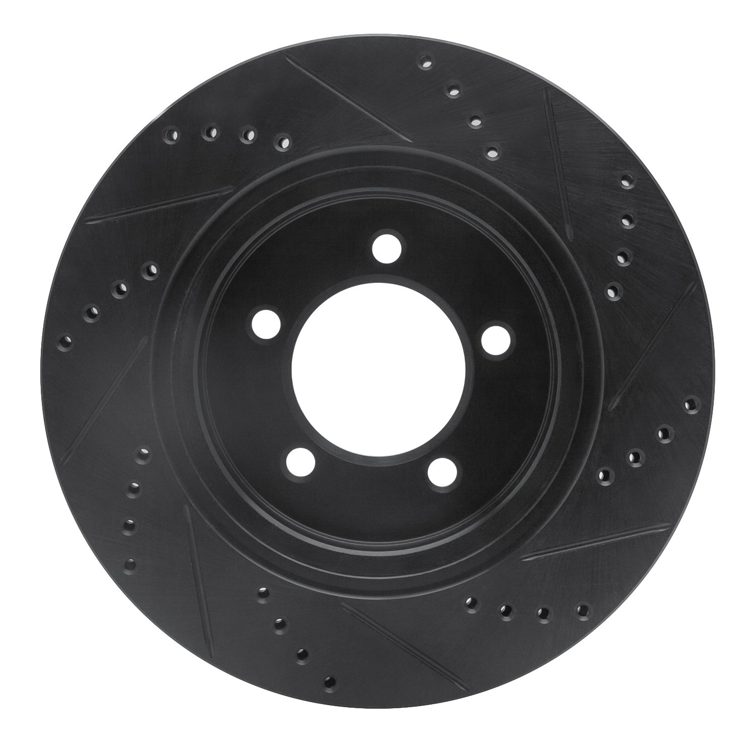 E-Line Drilled & Slotted Black Brake Rotor, 2006-2010 Ford/Lincoln/Mercury/Mazda, Position: Front Left