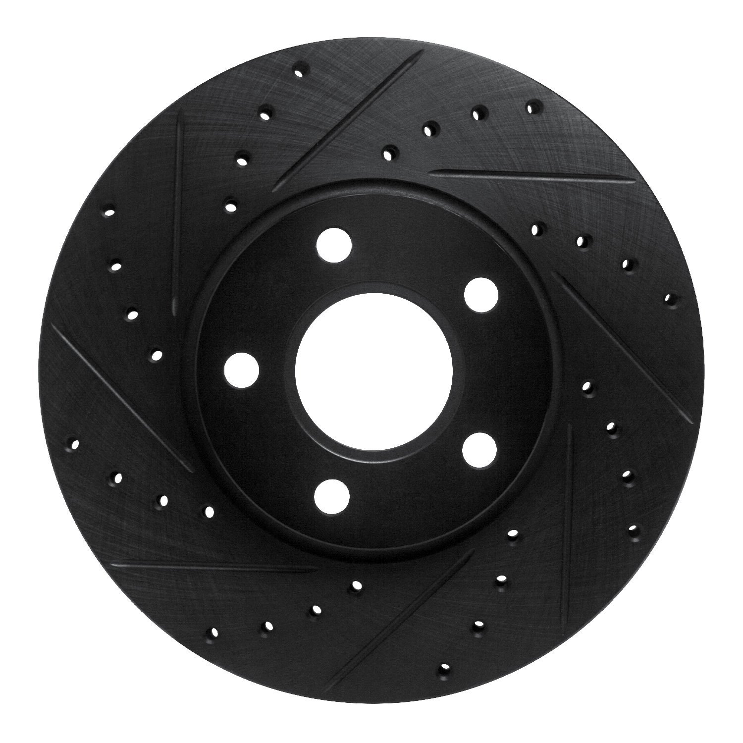 E-Line Drilled & Slotted Black Brake Rotor, 2010-2013 Ford/Lincoln/Mercury/Mazda, Position: Front Left