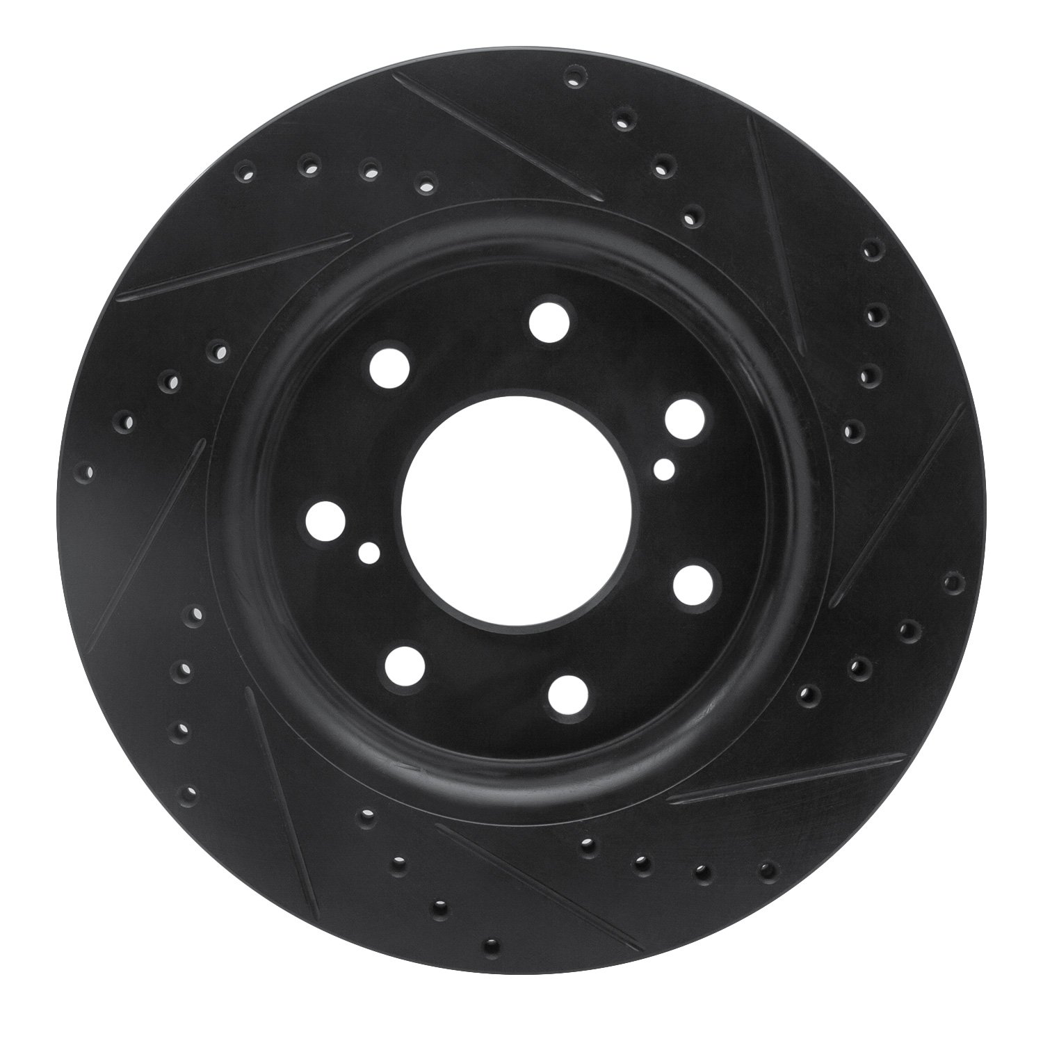 E-Line Drilled & Slotted Black Brake Rotor, 2010-2014 Ford/Lincoln/Mercury/Mazda, Position: Front Left