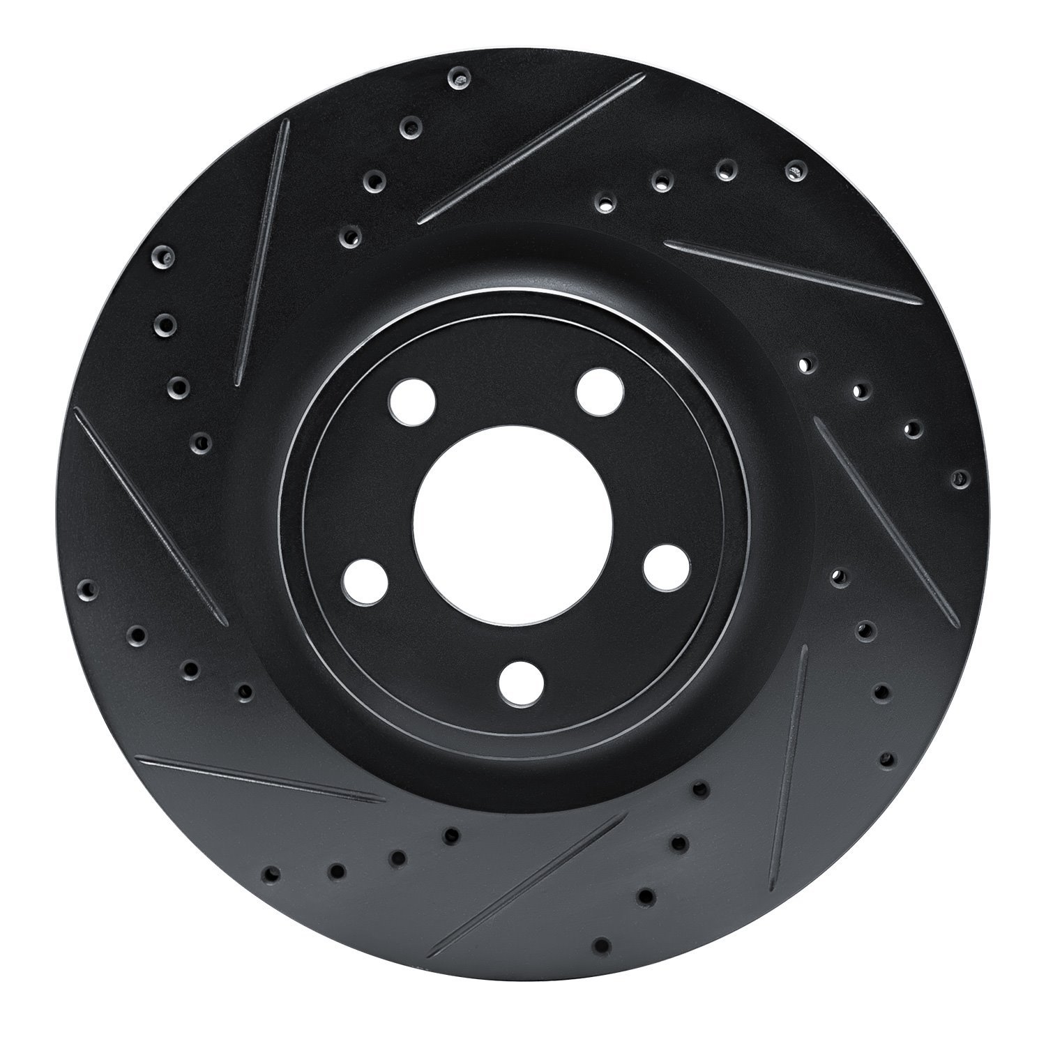 E-Line Drilled & Slotted Black Brake Rotor, Fits Select Ford/Lincoln/Mercury/Mazda, Position: Front Left