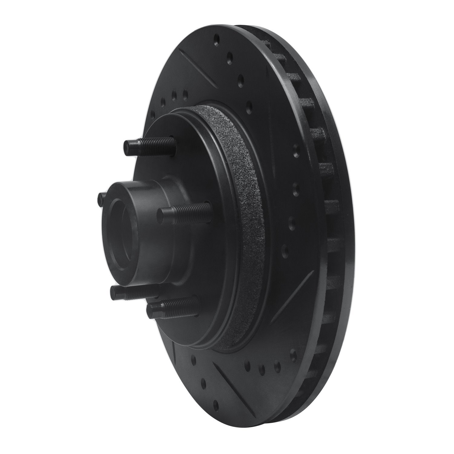E-Line Drilled & Slotted Black Brake Rotor, 1987-1992 Ford/Lincoln/Mercury/Mazda, Position: Front Right