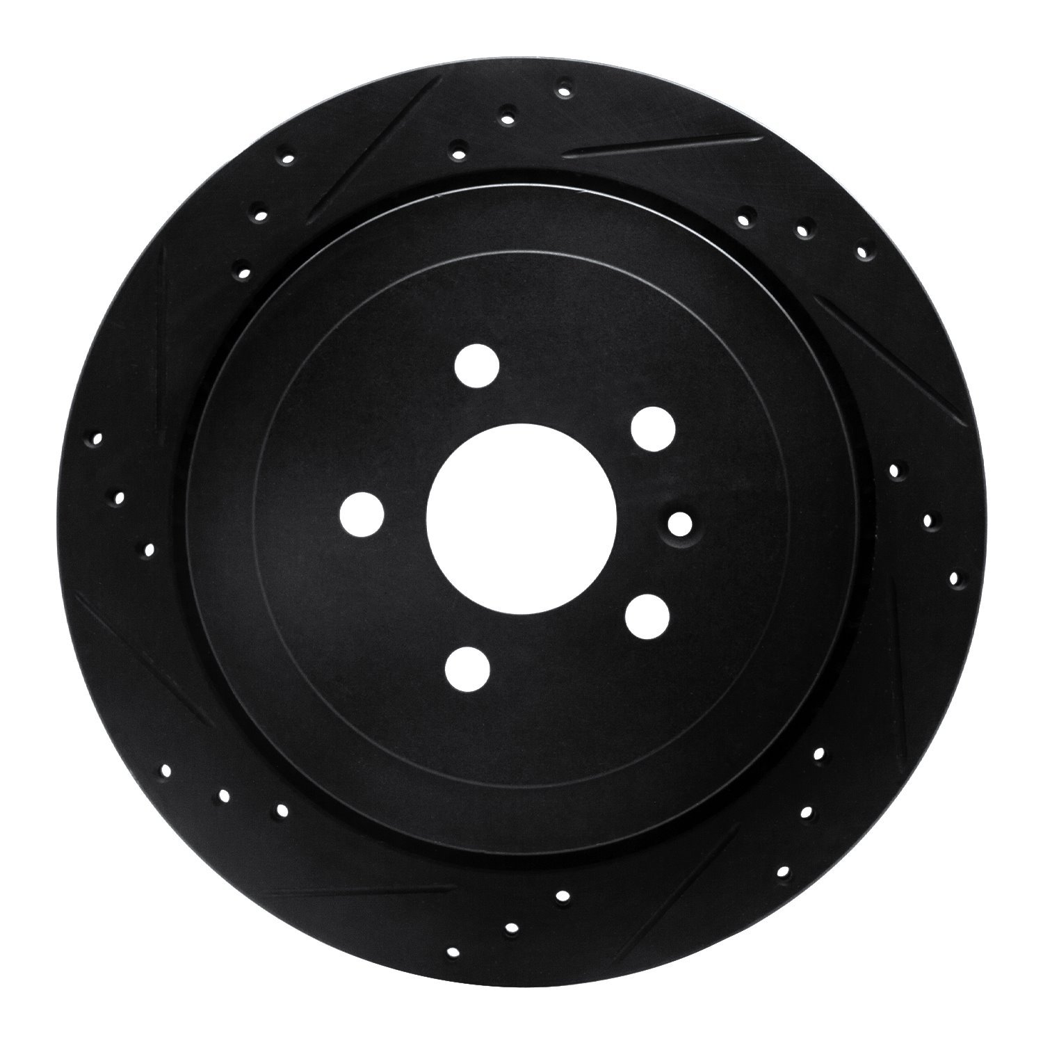 E-Line Drilled & Slotted Black Brake Rotor, 2013-2016 Ford/Lincoln/Mercury/Mazda, Position: Rear Left