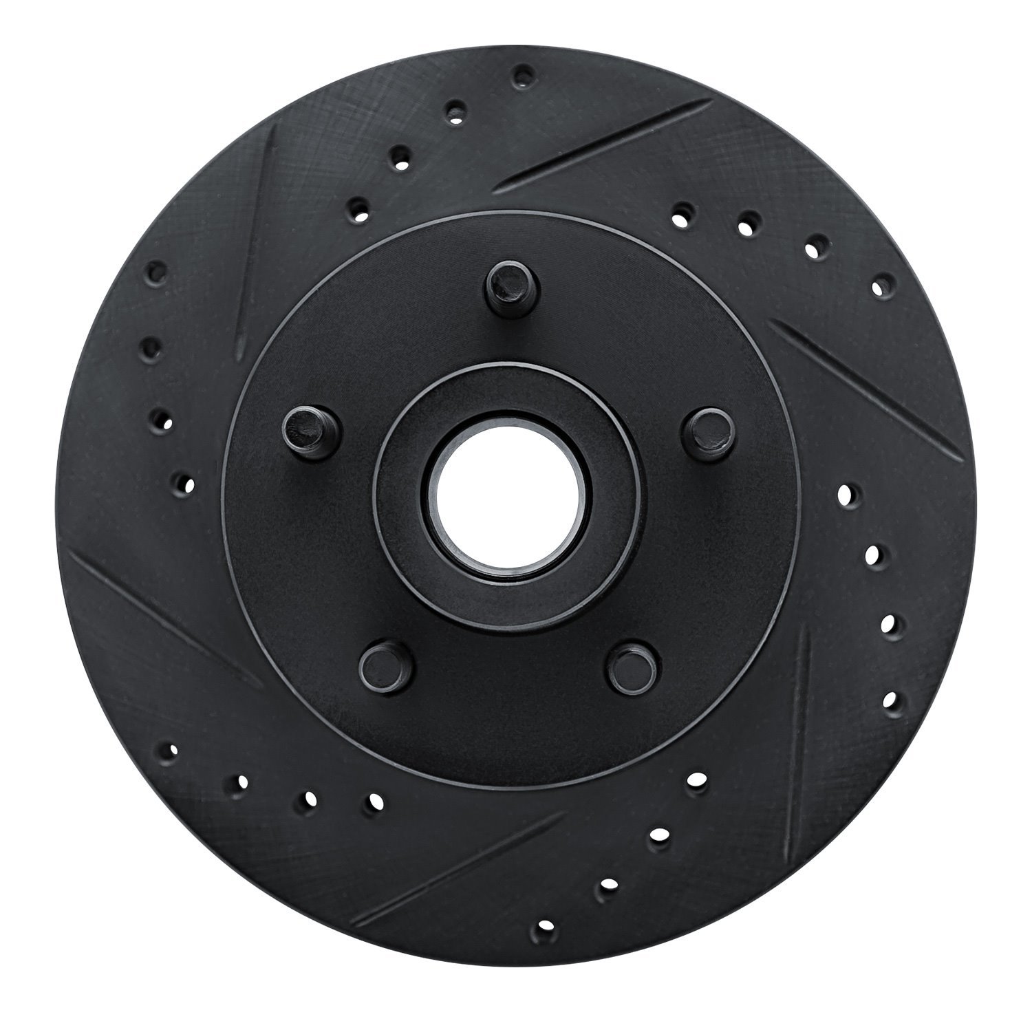 E-Line Drilled & Slotted Black Brake Rotor, 1972-1973 Ford/Lincoln/Mercury/Mazda, Position: Front Left