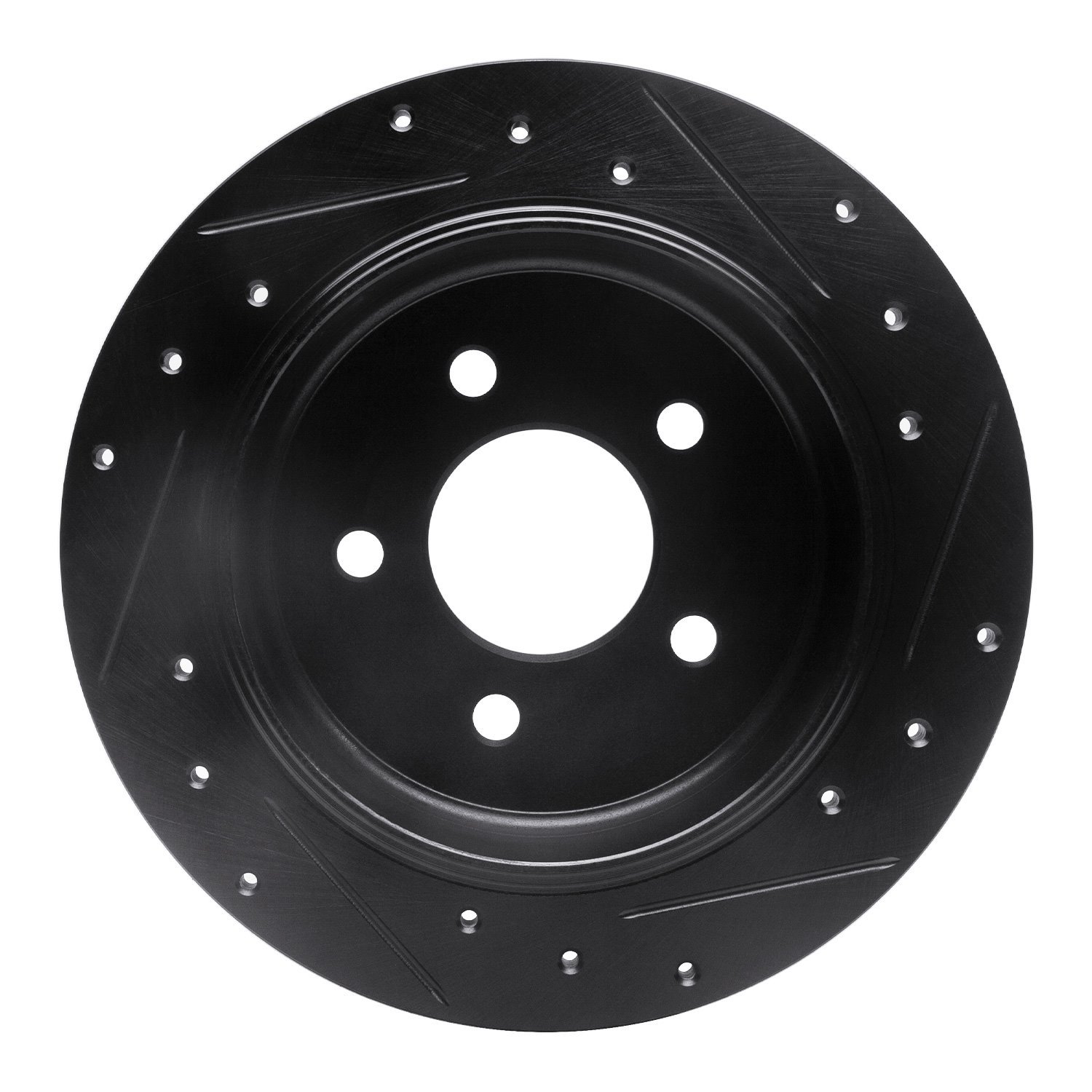 E-Line Drilled & Slotted Black Brake Rotor, 1996-2002 Ford/Lincoln/Mercury/Mazda, Position: Rear Left