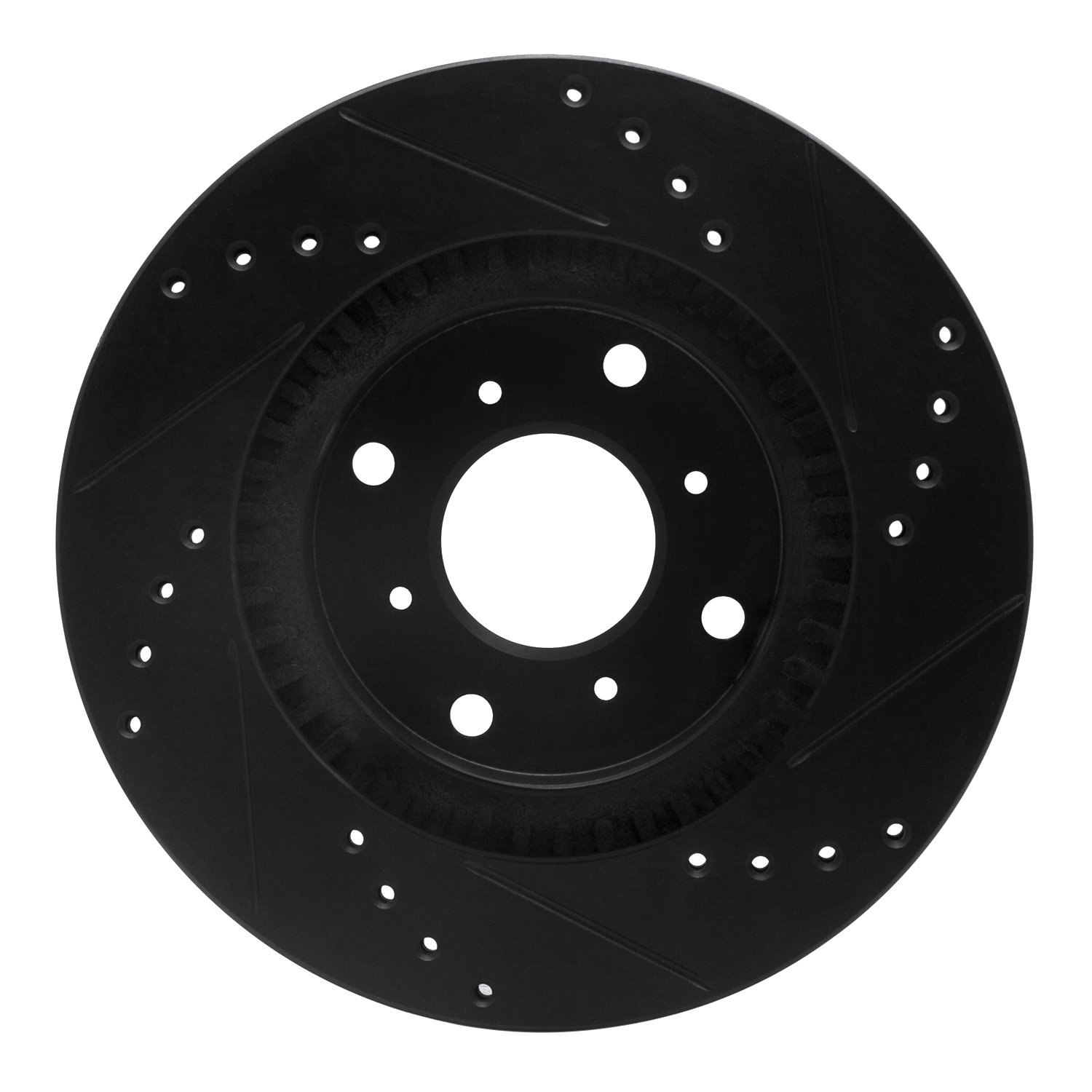 E-Line Drilled & Slotted Black Brake Rotor, 1987-1990 Acura/Honda, Position: Front Left