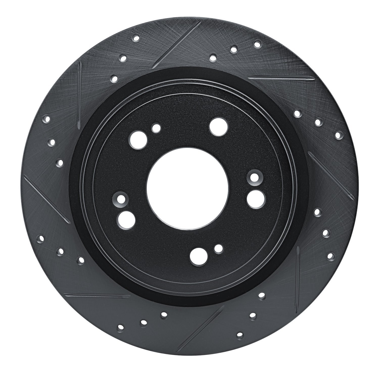 E-Line Drilled & Slotted Black Brake Rotor, 2014-2020 Acura/Honda, Position: Rear Left