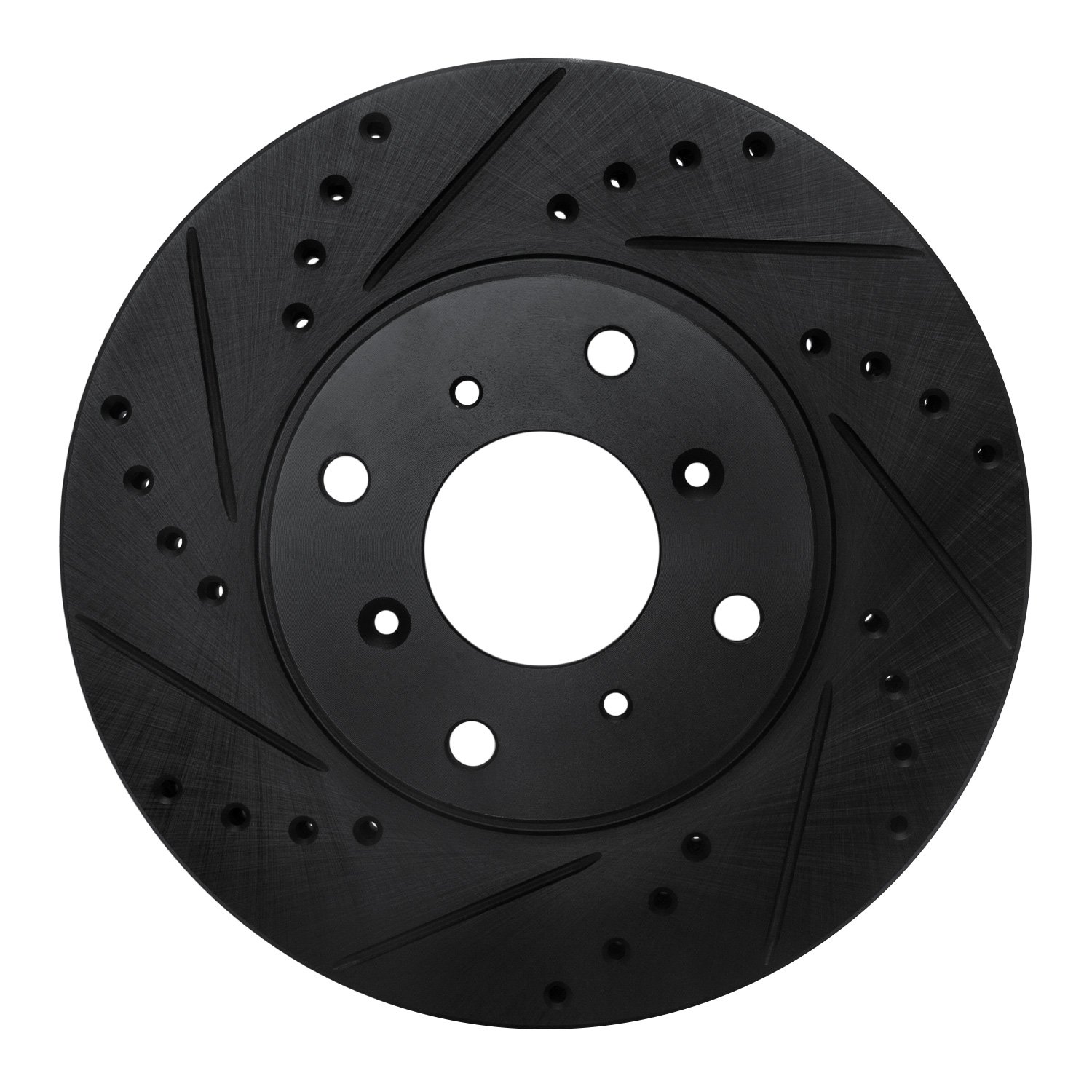 E-Line Drilled & Slotted Black Brake Rotor, 1992-1996 Acura/Honda, Position: Front Left