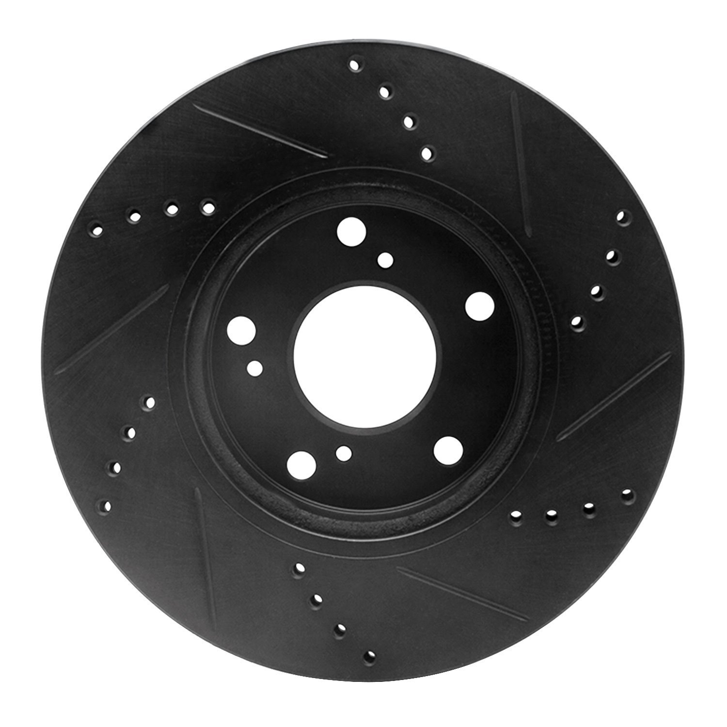 E-Line Drilled & Slotted Black Brake Rotor, Fits Select Acura/Honda, Position: Front Left