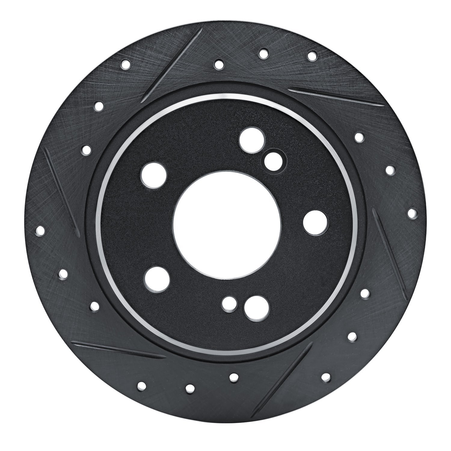 E-Line Drilled & Slotted Black Brake Rotor, 1990-1995 Mercedes-Benz, Position: Rear Left