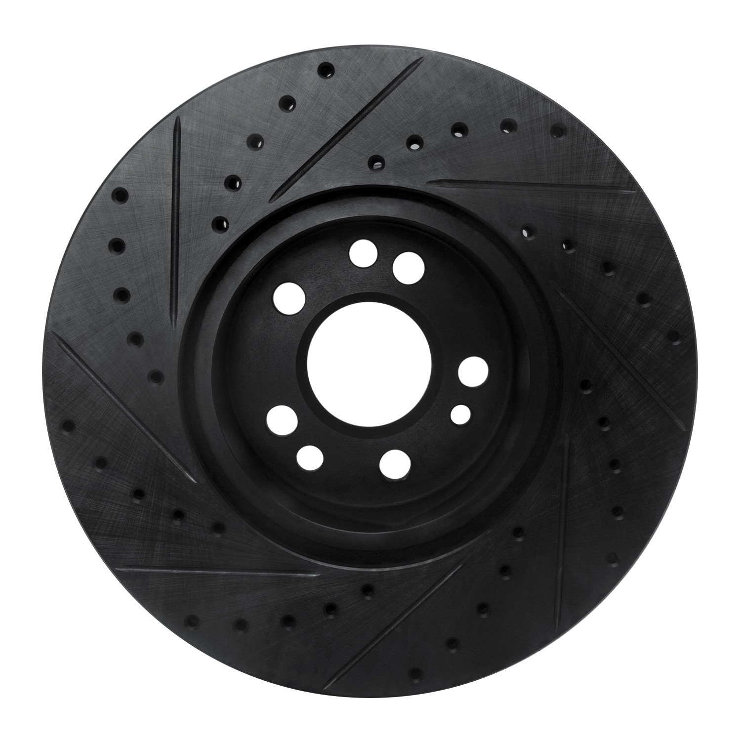 E-Line Drilled & Slotted Black Brake Rotor, 1991-1999 Mercedes-Benz, Position: Front Right