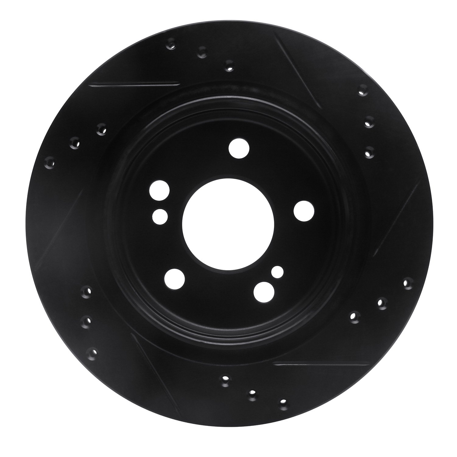 E-Line Drilled & Slotted Black Brake Rotor, 1992-1994 Mercedes-Benz, Position: Rear Left