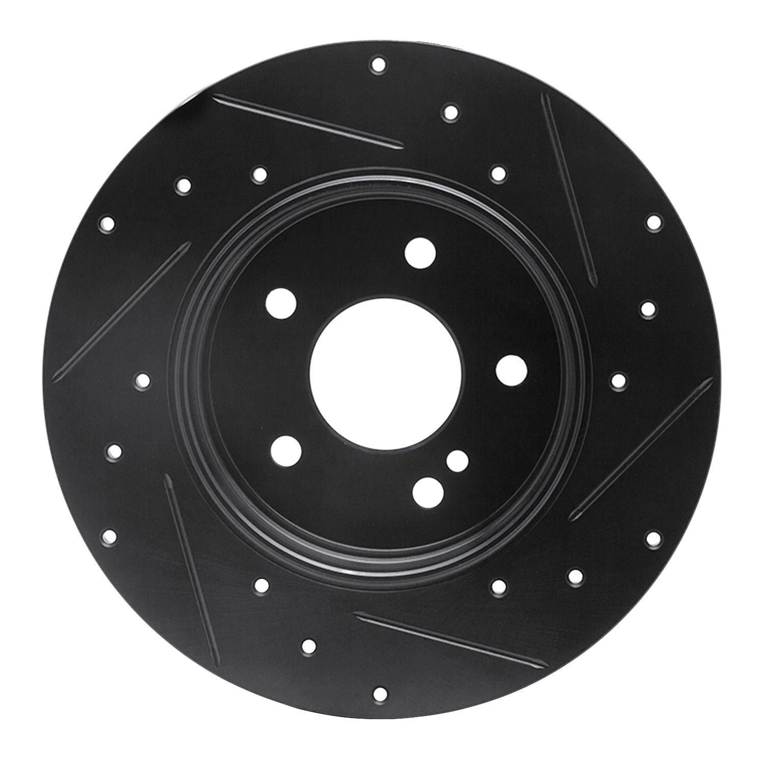 E-Line Drilled & Slotted Black Brake Rotor, 1994-2011 Mercedes-Benz, Position: Rear Left