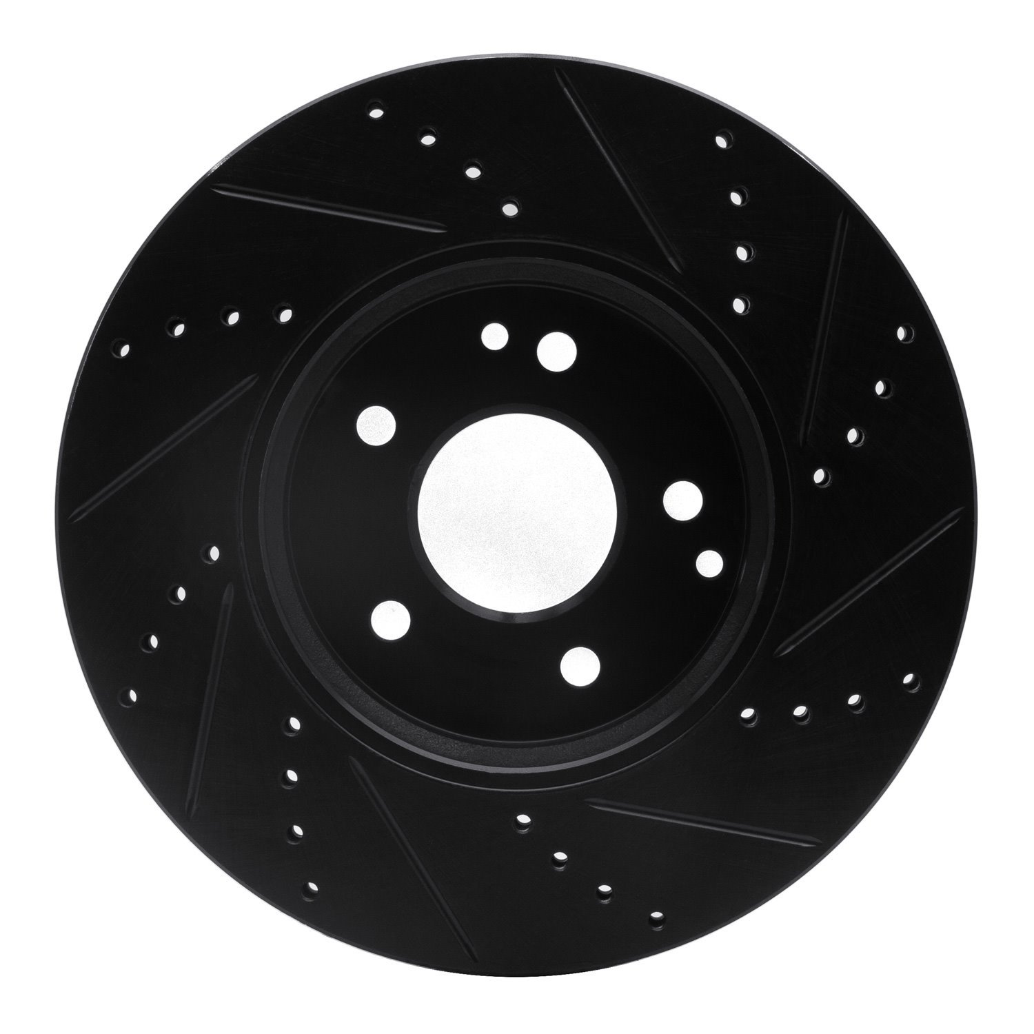 E-Line Drilled & Slotted Black Brake Rotor, 1996-2011 Fits Multiple Makes/Models, Position: Front Left