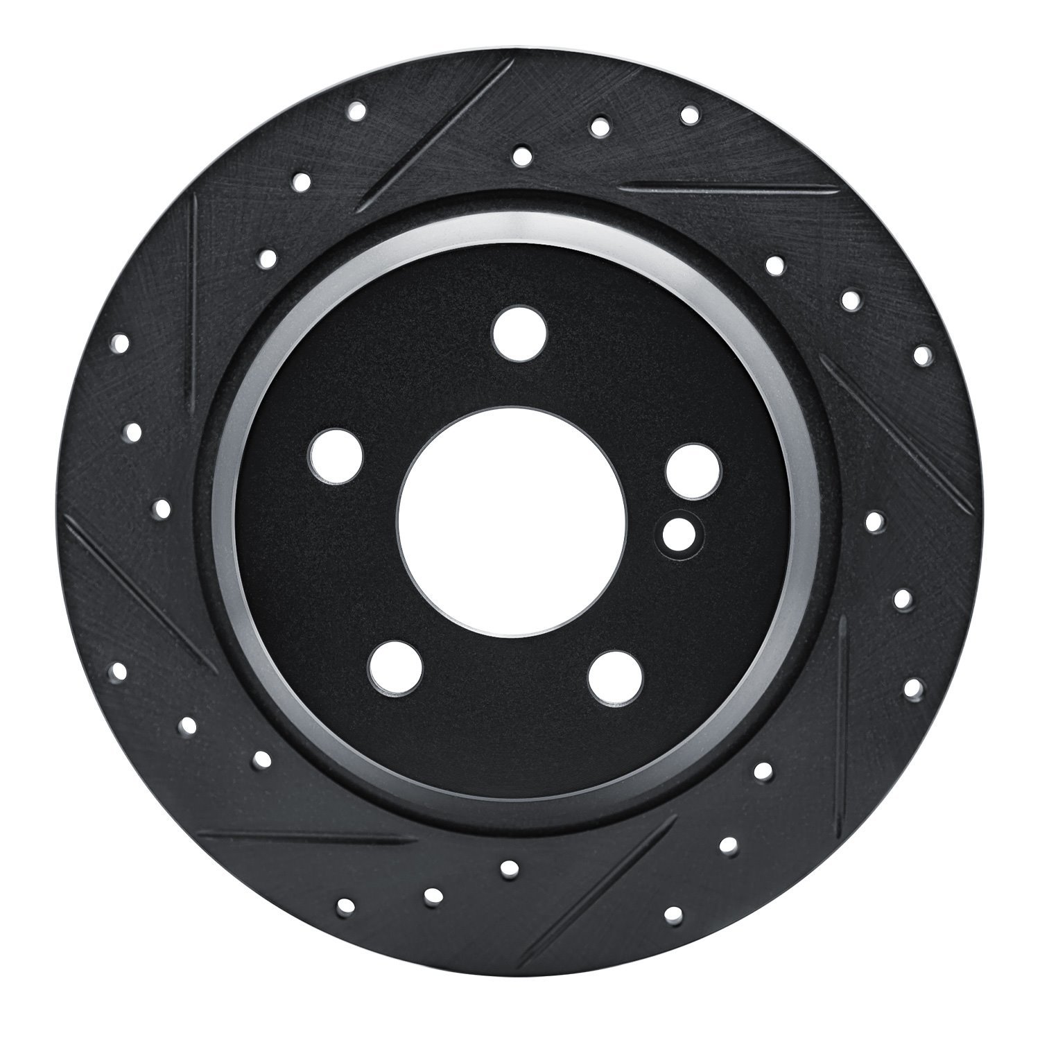 E-Line Drilled & Slotted Black Brake Rotor, 2003-2006 Mercedes-Benz, Position: Rear Left