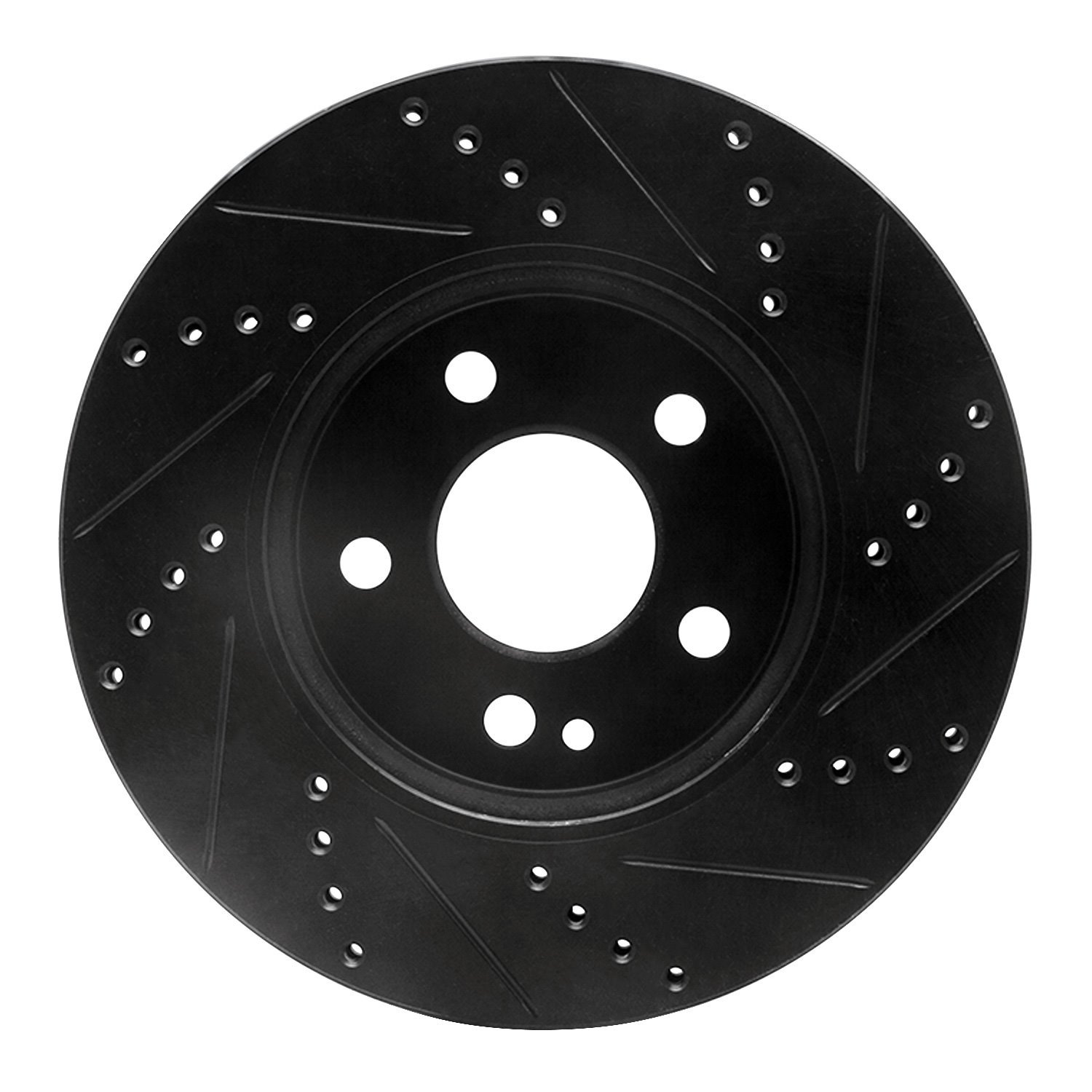 E-Line Drilled & Slotted Black Brake Rotor, 2006-2011 Mercedes-Benz, Position: Front Left