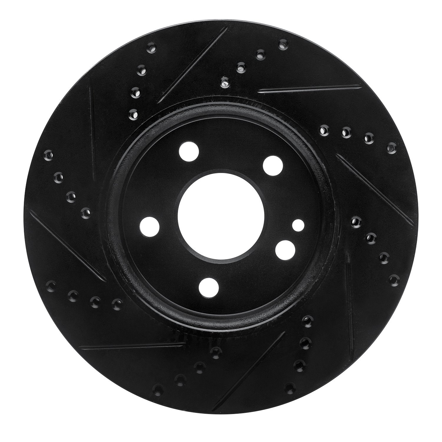 E-Line Drilled & Slotted Black Brake Rotor, 2006-2011 Mercedes-Benz, Position: Front Right