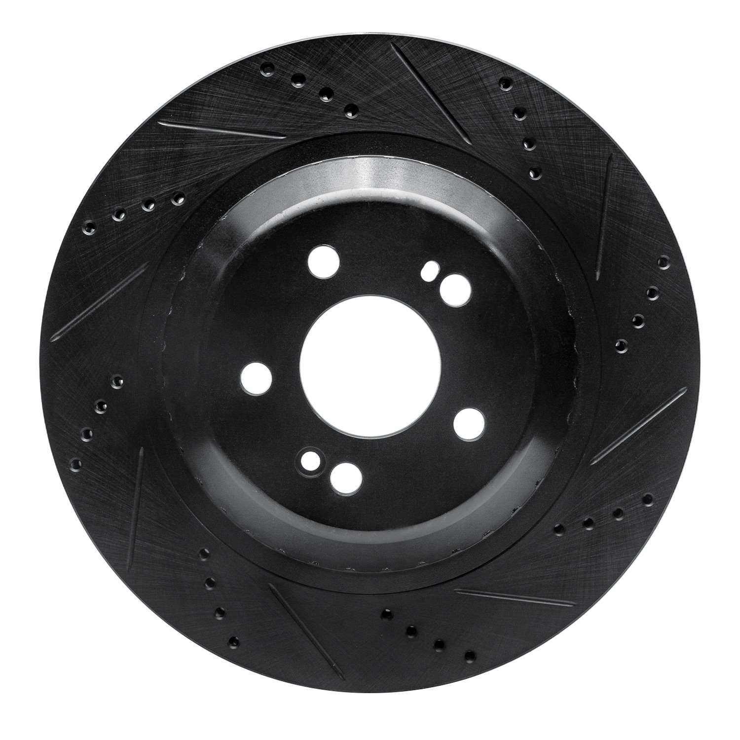 E-Line Drilled & Slotted Black Brake Rotor, 2014-2021 Mercedes-Benz, Position: Rear Right