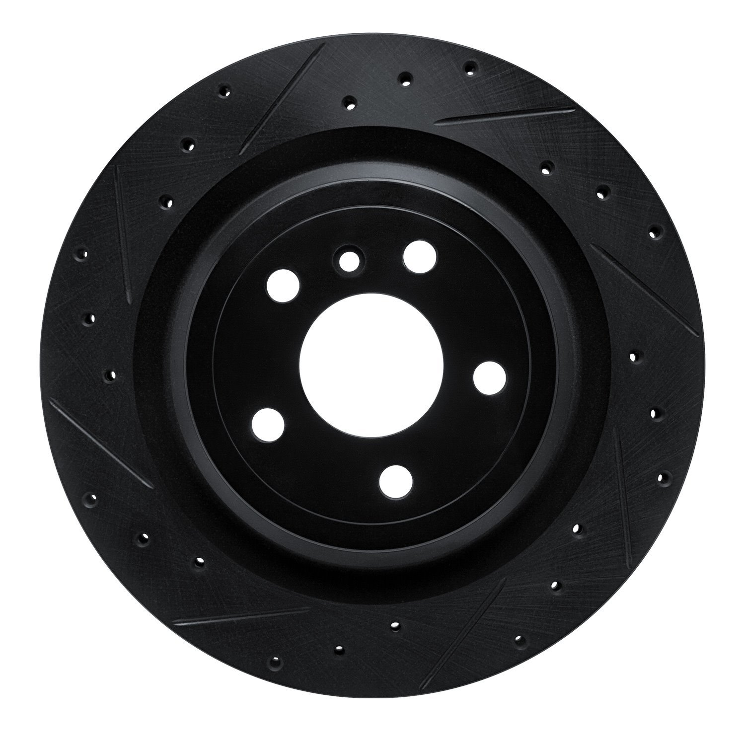 E-Line Drilled & Slotted Black Brake Rotor, 2012-2019 Mercedes-Benz, Position: Rear Left