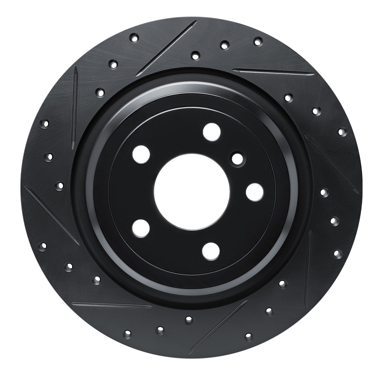 E-Line Drilled & Slotted Black Brake Rotor, 2012-2018 Mercedes-Benz, Position: Rear Left