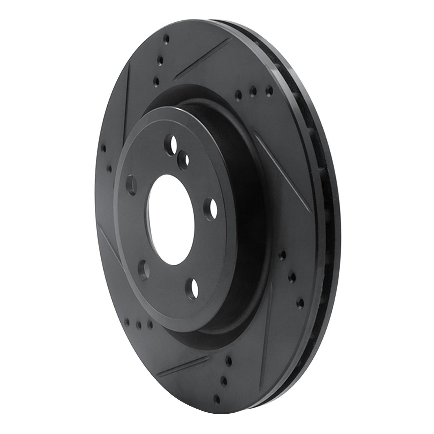 E-Line Drilled & Slotted Black Brake Rotor, 2014-2019 Mercedes-Benz, Position: Rear Left