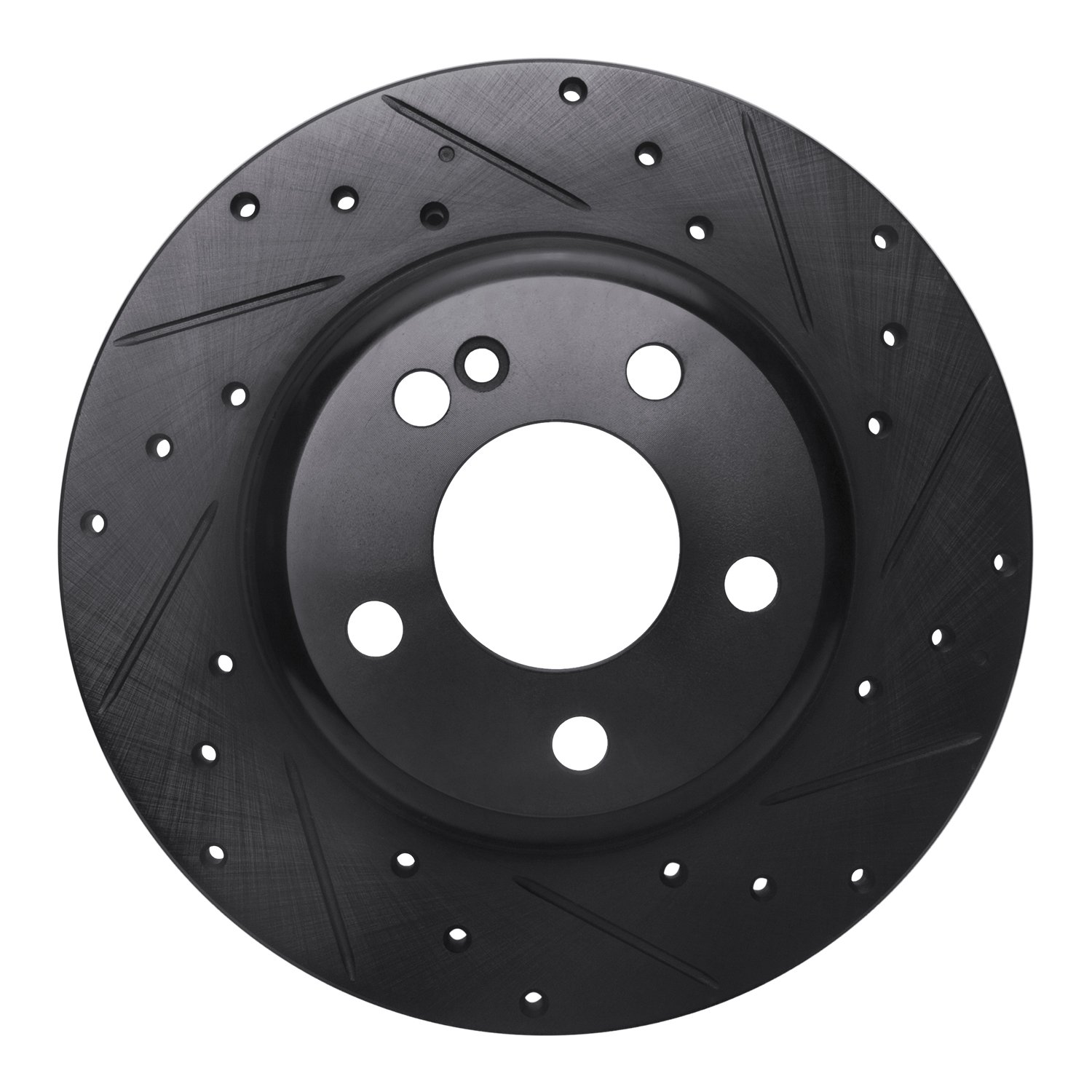 E-Line Drilled & Slotted Black Brake Rotor, 2015-2021 Mercedes-Benz, Position: Rear Right