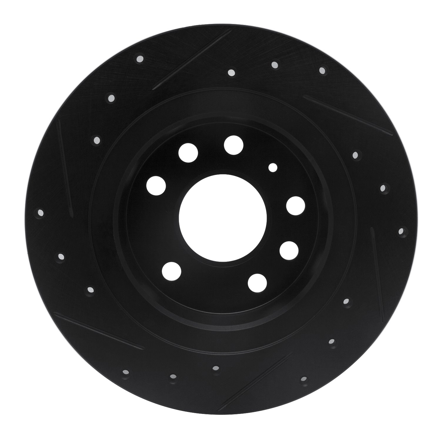E-Line Drilled & Slotted Black Brake Rotor, 2003-2011 GM, Position: Rear Right