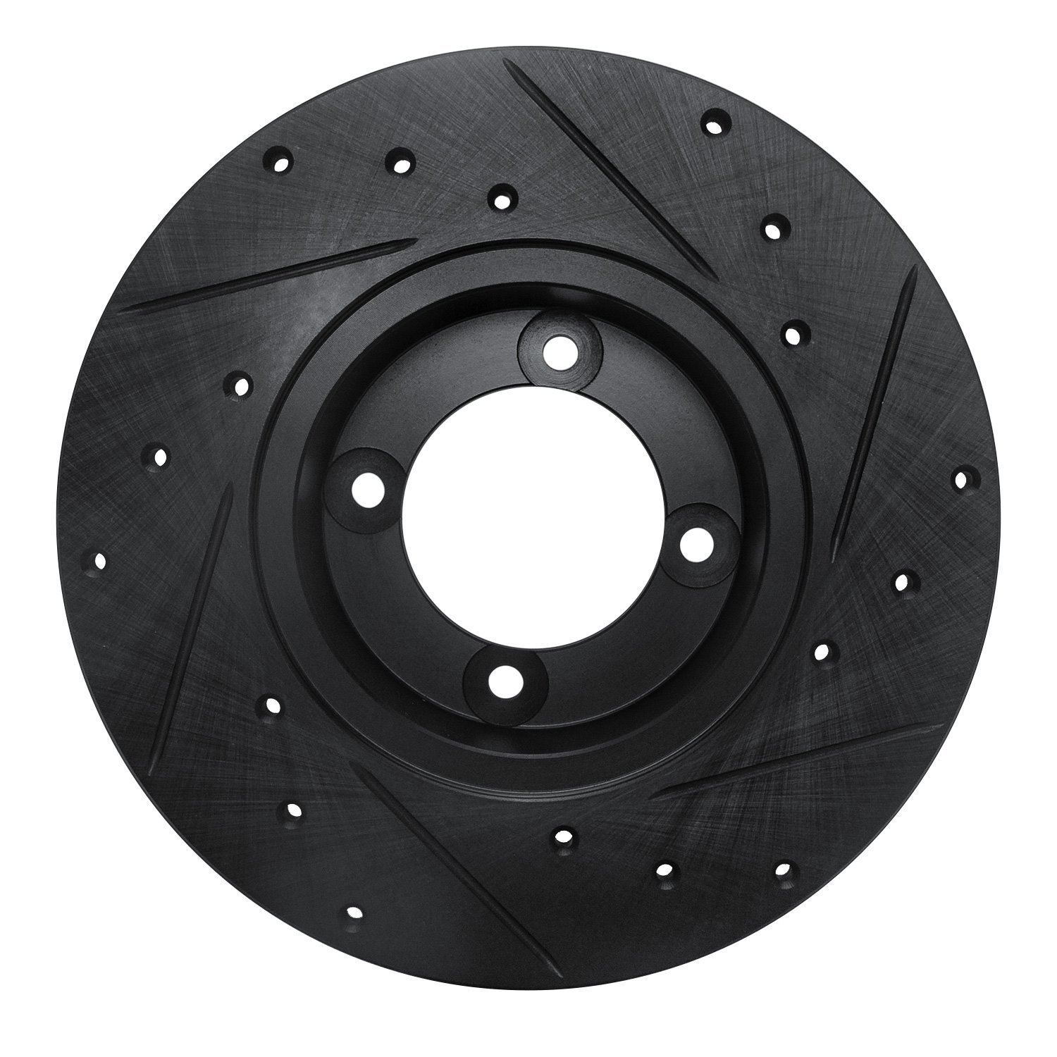 E-Line Drilled & Slotted Black Brake Rotor, 1970-1973 Infiniti/Nissan, Position: Front Left