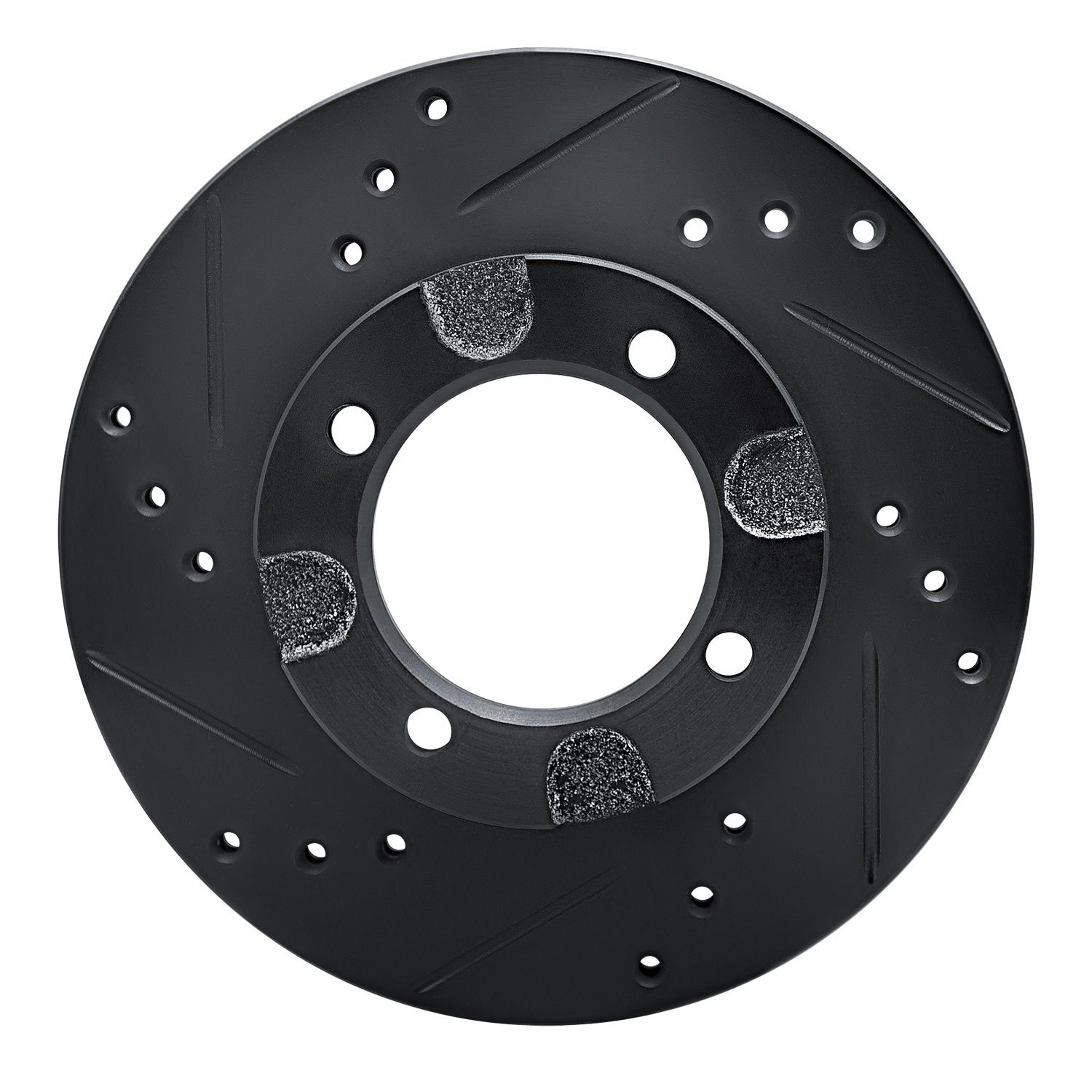 E-Line Drilled & Slotted Black Brake Rotor, 1982-1986 Infiniti/Nissan, Position: Front Left