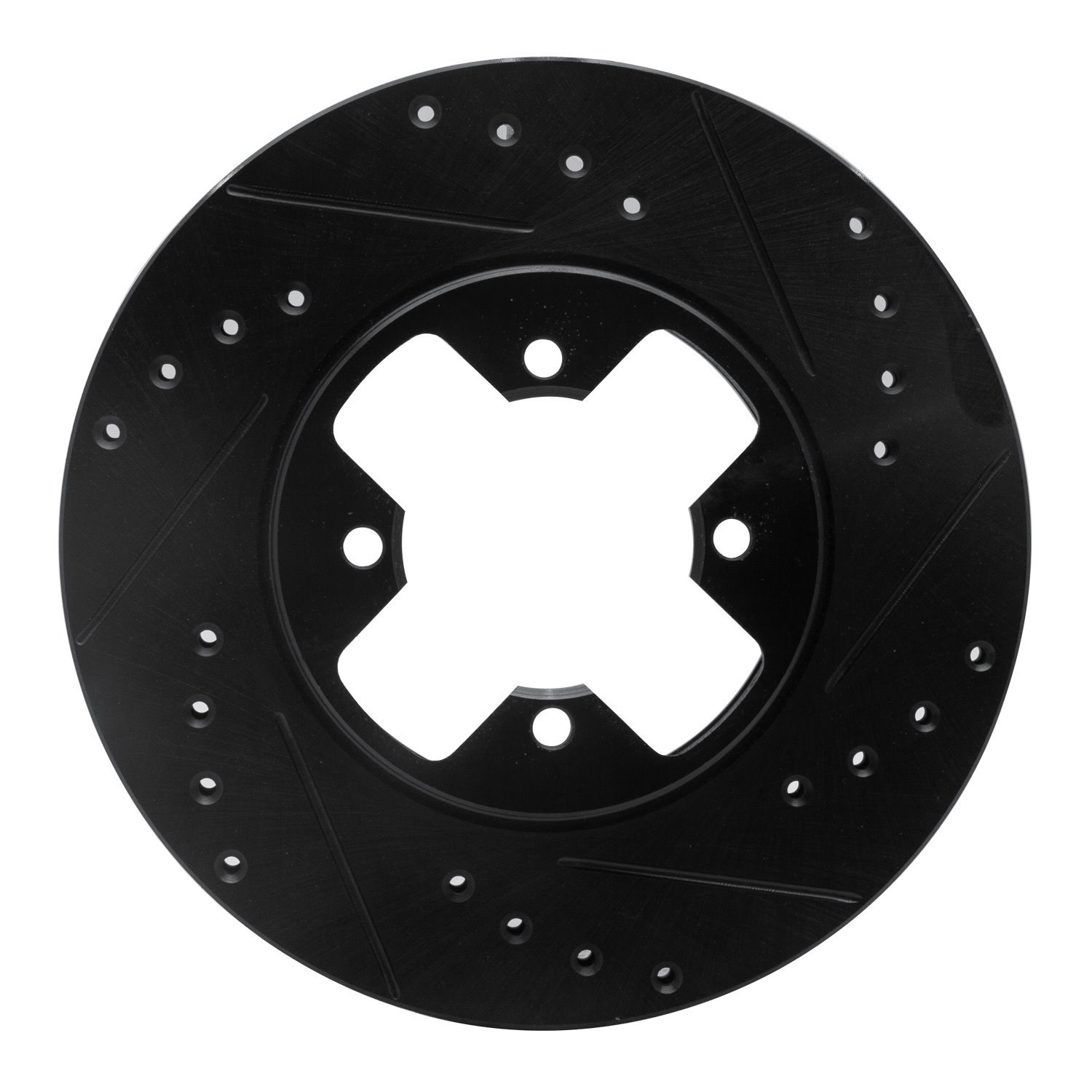 E-Line Drilled & Slotted Black Brake Rotor, 1984-1985 Infiniti/Nissan, Position: Front Right