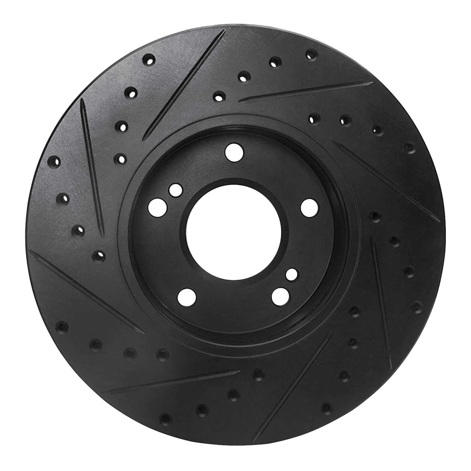 E-Line Drilled & Slotted Black Brake Rotor, 1987-1989 Infiniti/Nissan, Position: Front Right