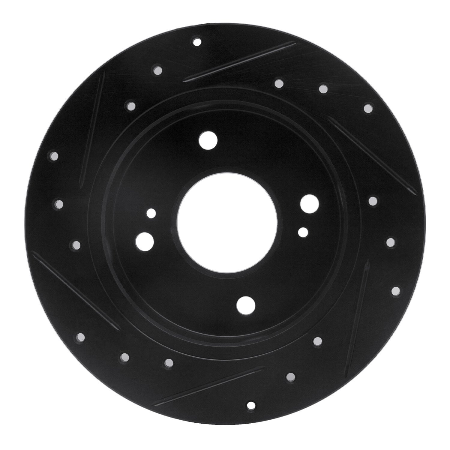 E-Line Drilled & Slotted Black Brake Rotor, 1989-1998 Infiniti/Nissan, Position: Rear Right