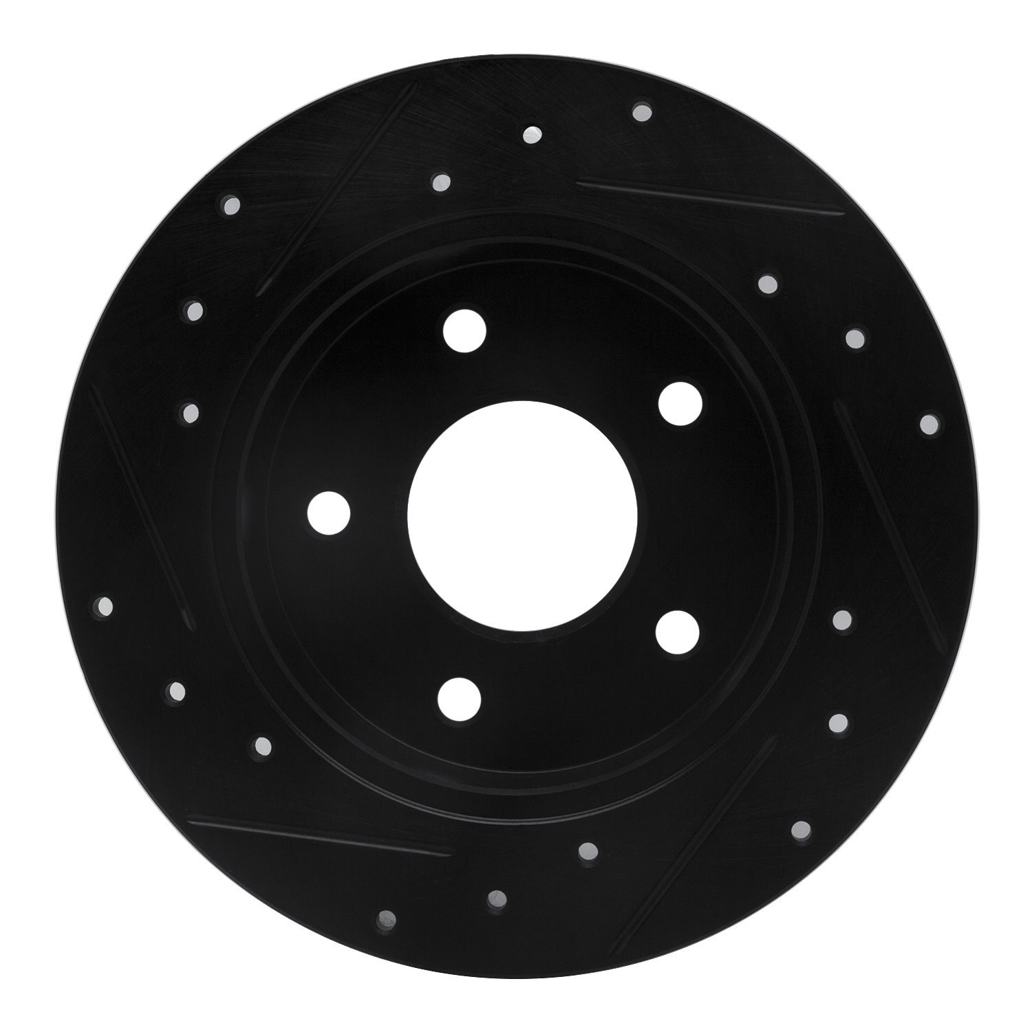 E-Line Drilled & Slotted Black Brake Rotor, 1989-1993 Infiniti/Nissan, Position: Rear Right