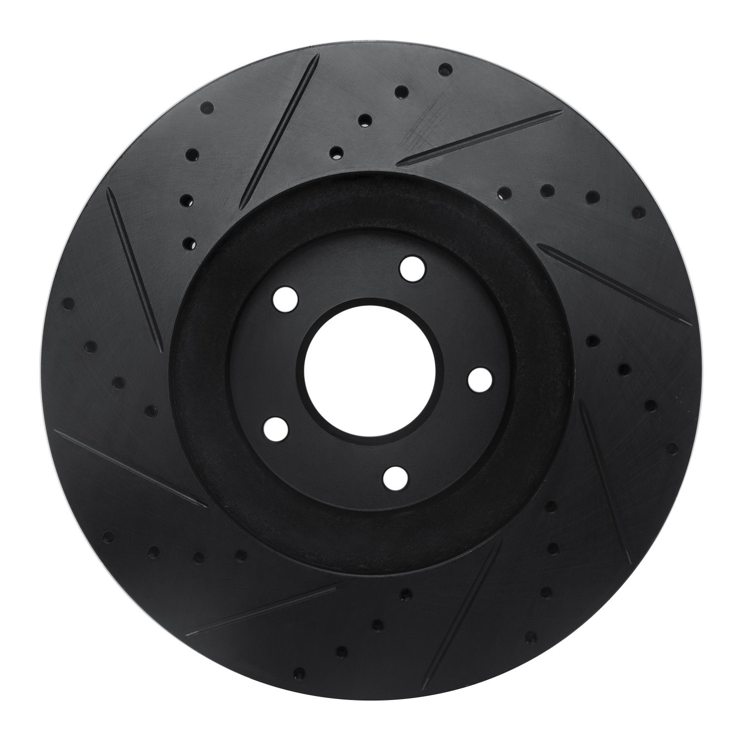 E-Line Drilled & Slotted Black Brake Rotor, 2003-2005 Infiniti/Nissan, Position: Front Right