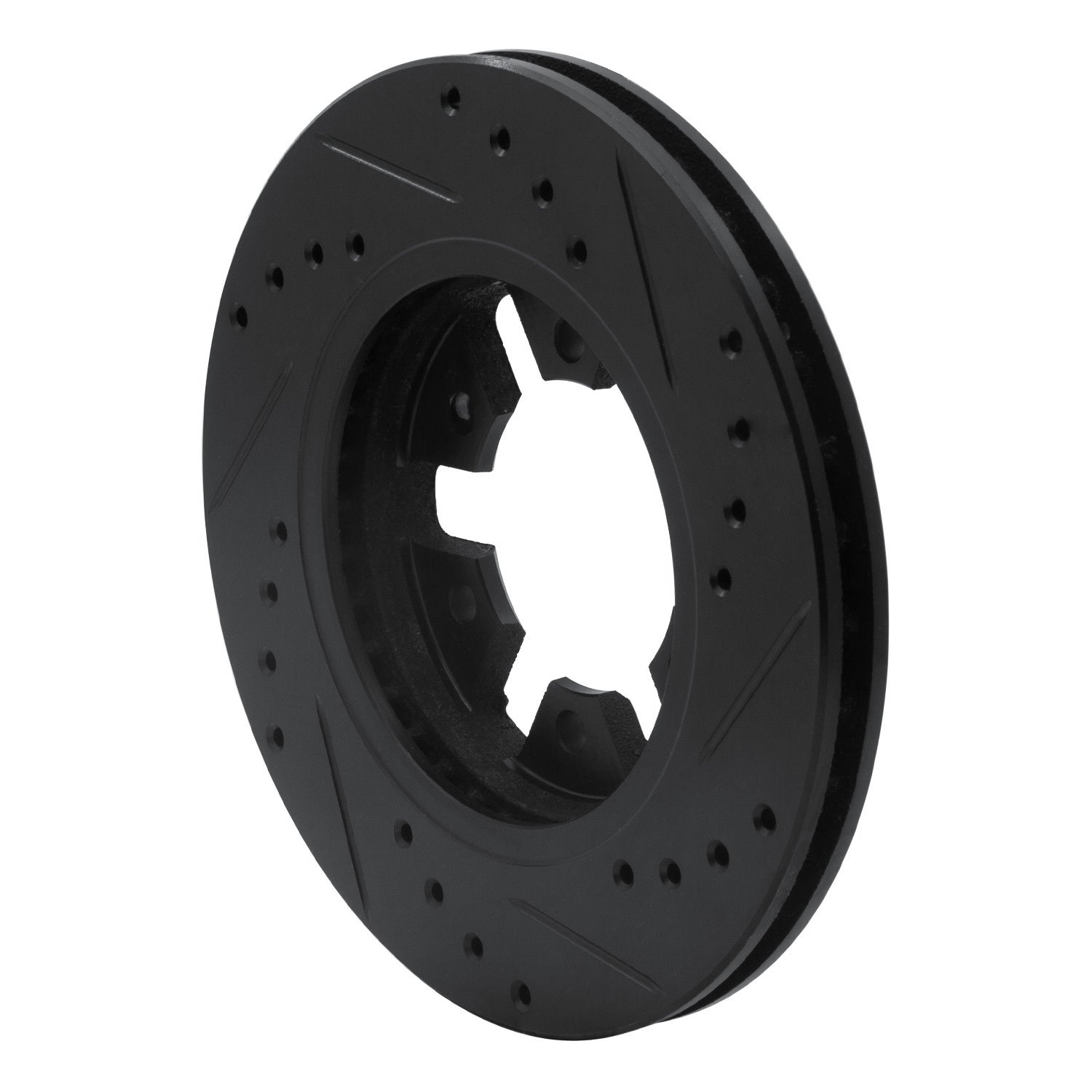 E-Line Drilled & Slotted Black Brake Rotor, 1985-1997 Infiniti/Nissan, Position: Front Left