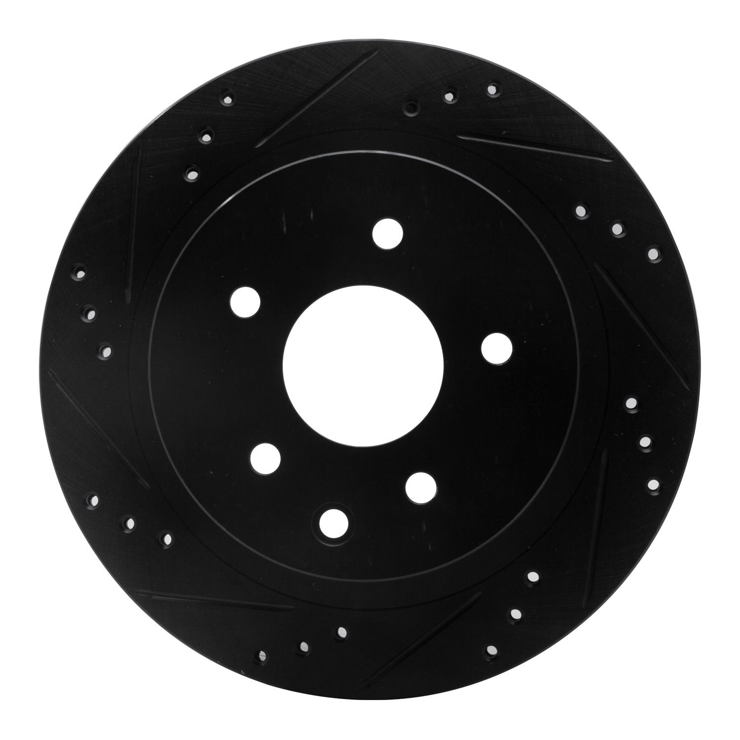 E-Line Drilled & Slotted Black Brake Rotor, Fits Select Fits Multiple Makes/Models, Position: Rear Left