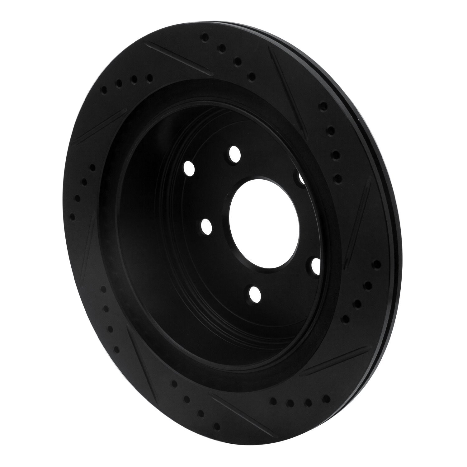 E-Line Drilled & Slotted Black Brake Rotor, Fits Select Infiniti/Nissan, Position: Rear Left