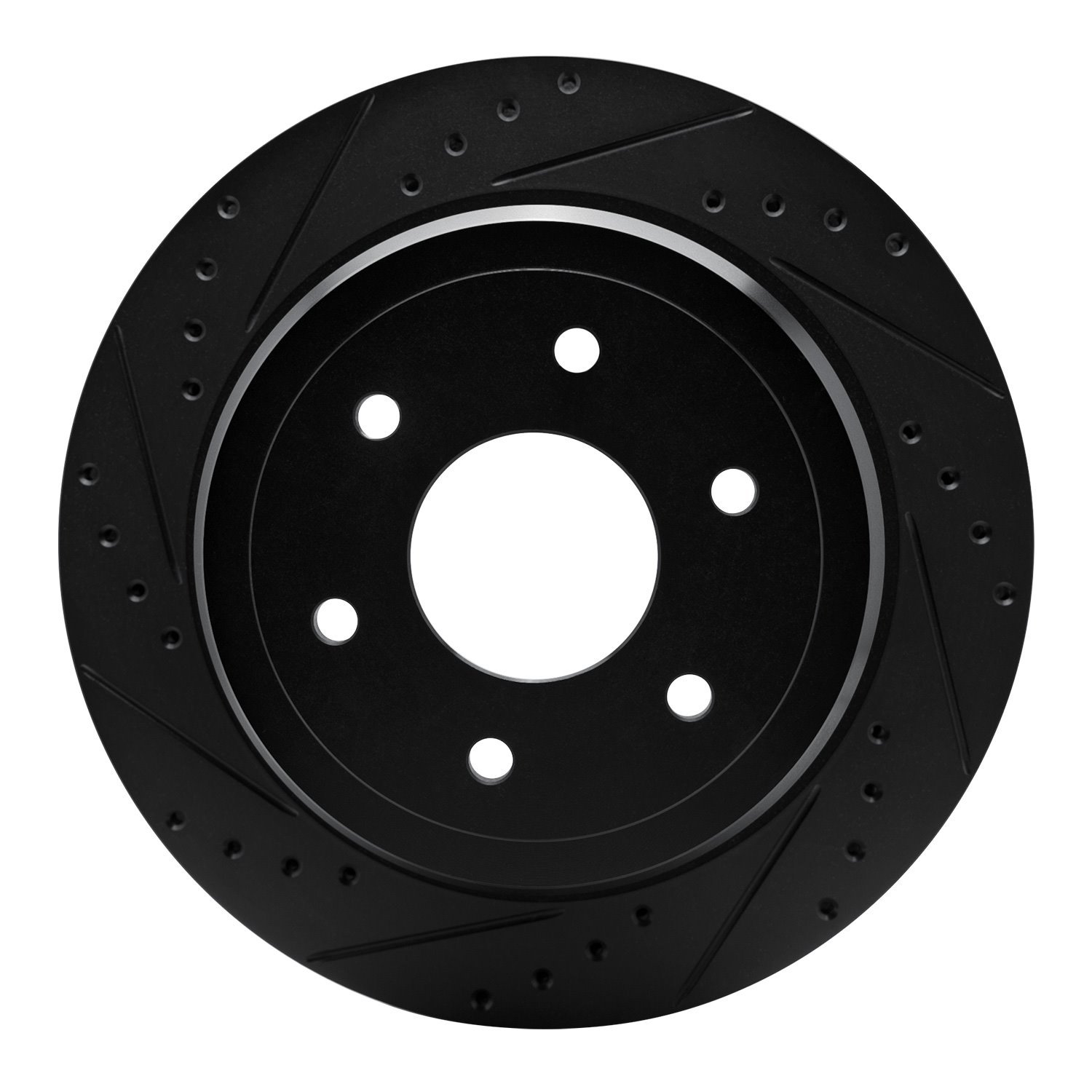E-Line Drilled & Slotted Black Brake Rotor, Fits Select Infiniti/Nissan, Position: Rear Left
