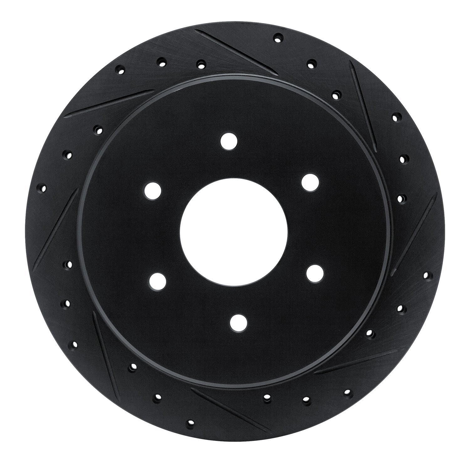 E-Line Drilled & Slotted Black Brake Rotor, Fits Select Infiniti/Nissan, Position: Rear Right