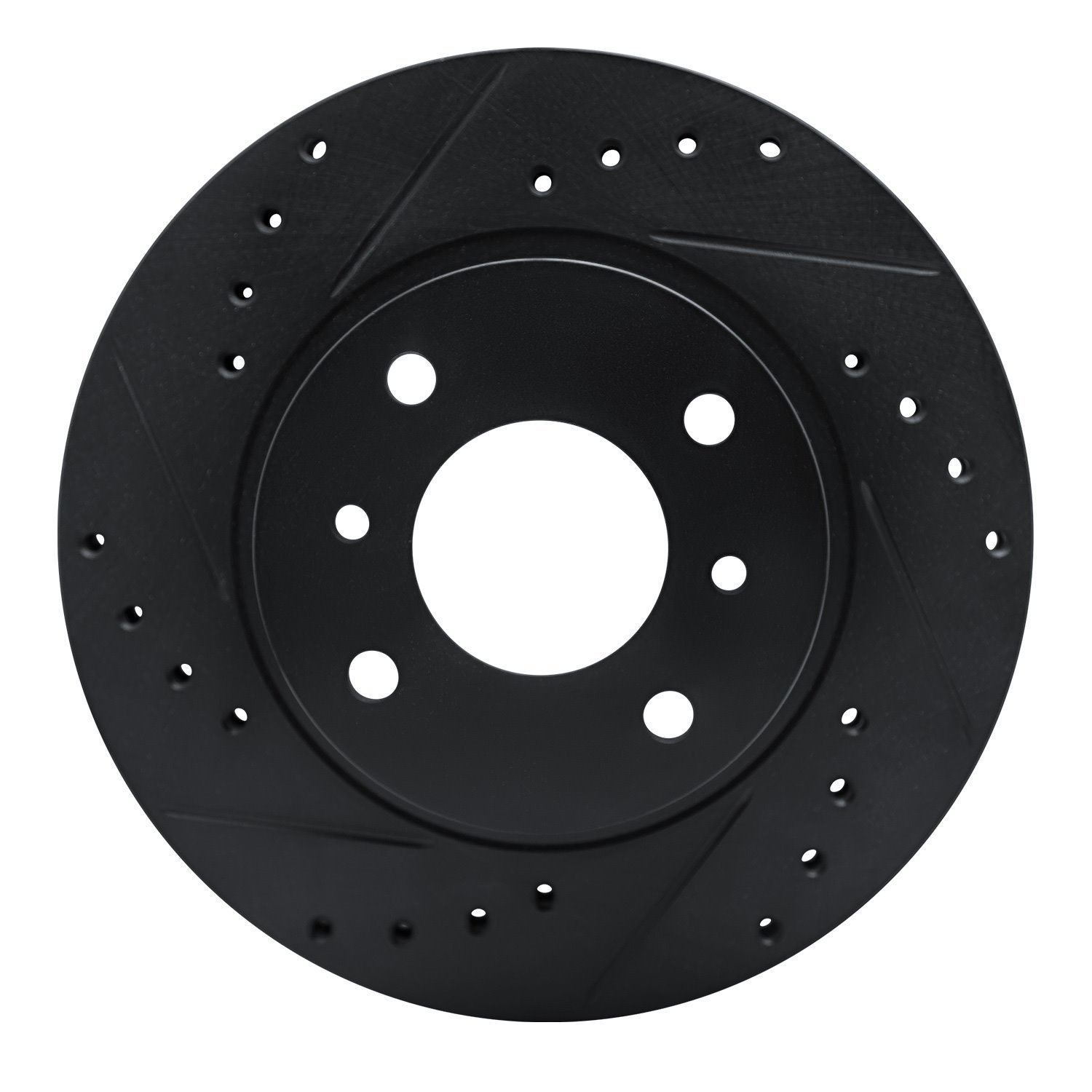 E-Line Drilled & Slotted Black Brake Rotor, 1990-1992 Infiniti/Nissan, Position: Front Left