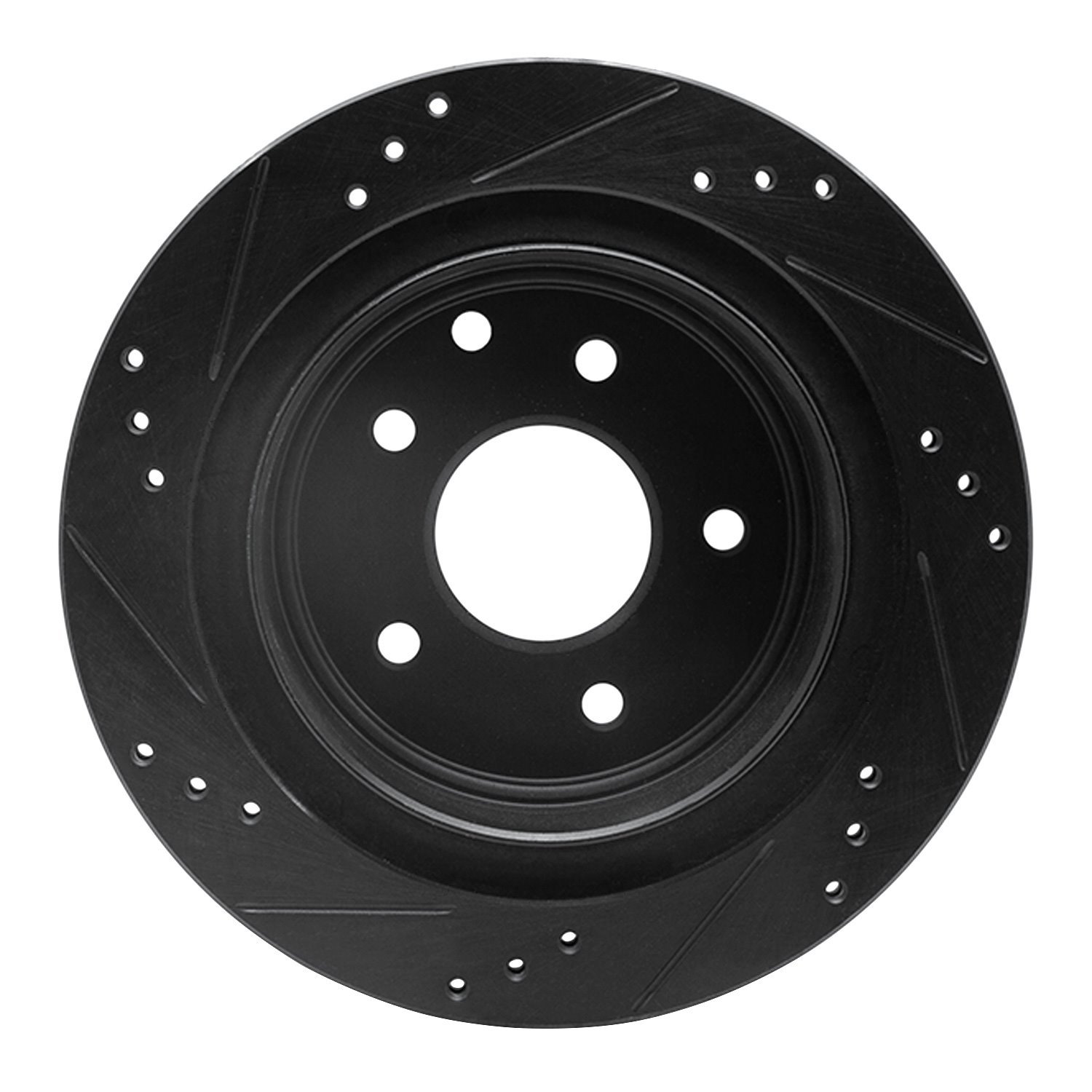 E-Line Drilled & Slotted Black Brake Rotor, 2002-2006 Infiniti/Nissan, Position: Rear Right