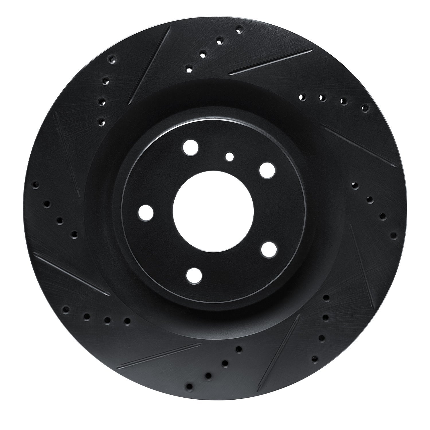 E-Line Drilled & Slotted Black Brake Rotor, Fits Select Infiniti/Nissan, Position: Front Left