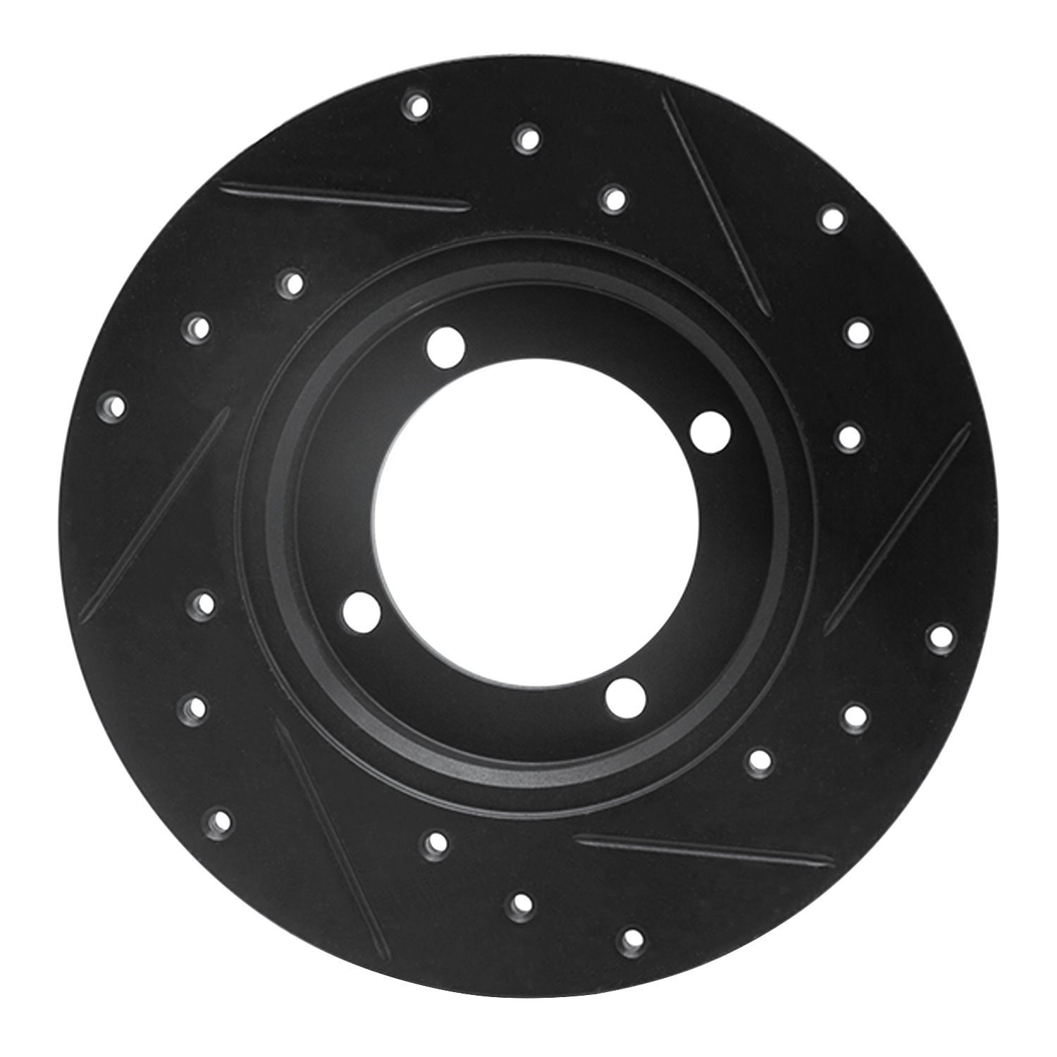 E-Line Drilled & Slotted Black Brake Rotor, 1985-1991 Fits Multiple Makes/Models, Position: Front Left