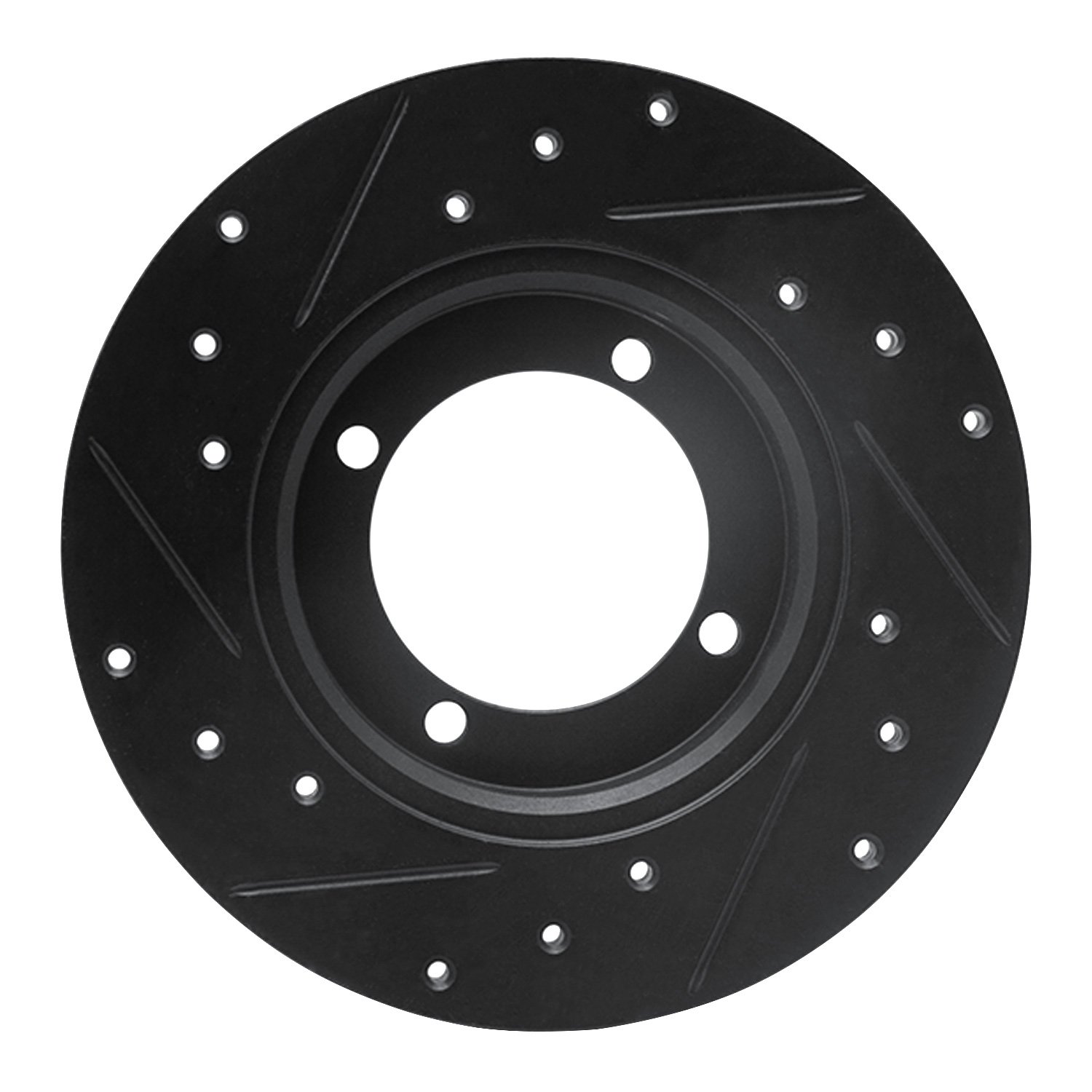 E-Line Drilled & Slotted Black Brake Rotor, 1985-1991 Fits Multiple Makes/Models, Position: Front Right