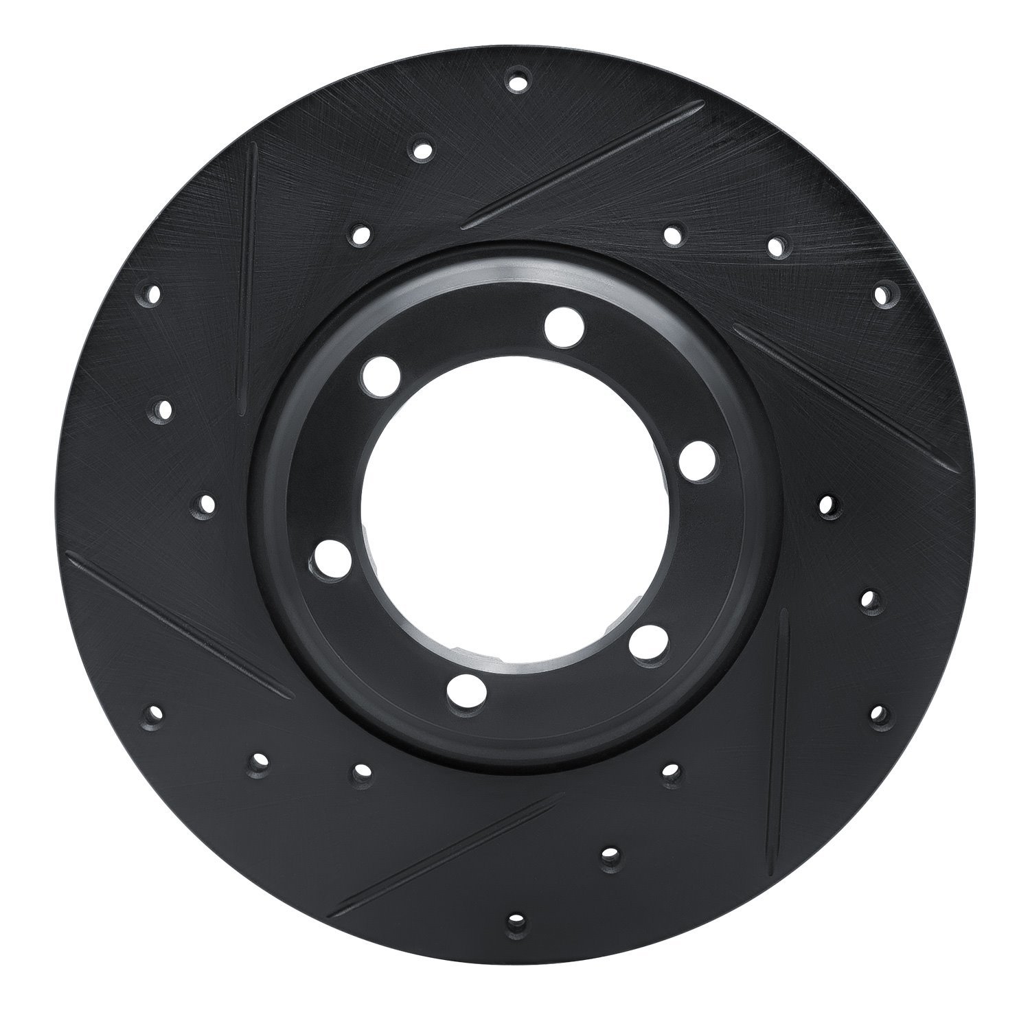 E-Line Drilled & Slotted Black Brake Rotor, 1979-1986 Fits Multiple Makes/Models, Position: Front Left